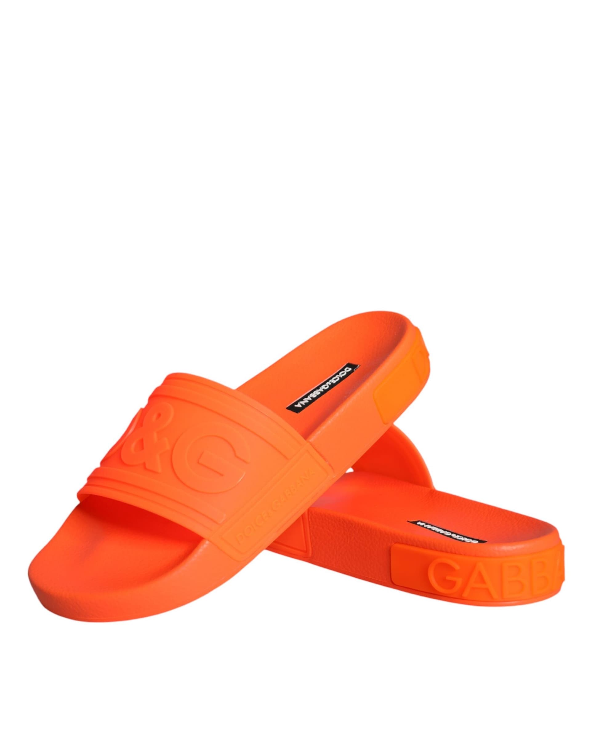 Dolce & Gabbana Orange Rubber Slides Sandals Beachwear Shoes - 4
