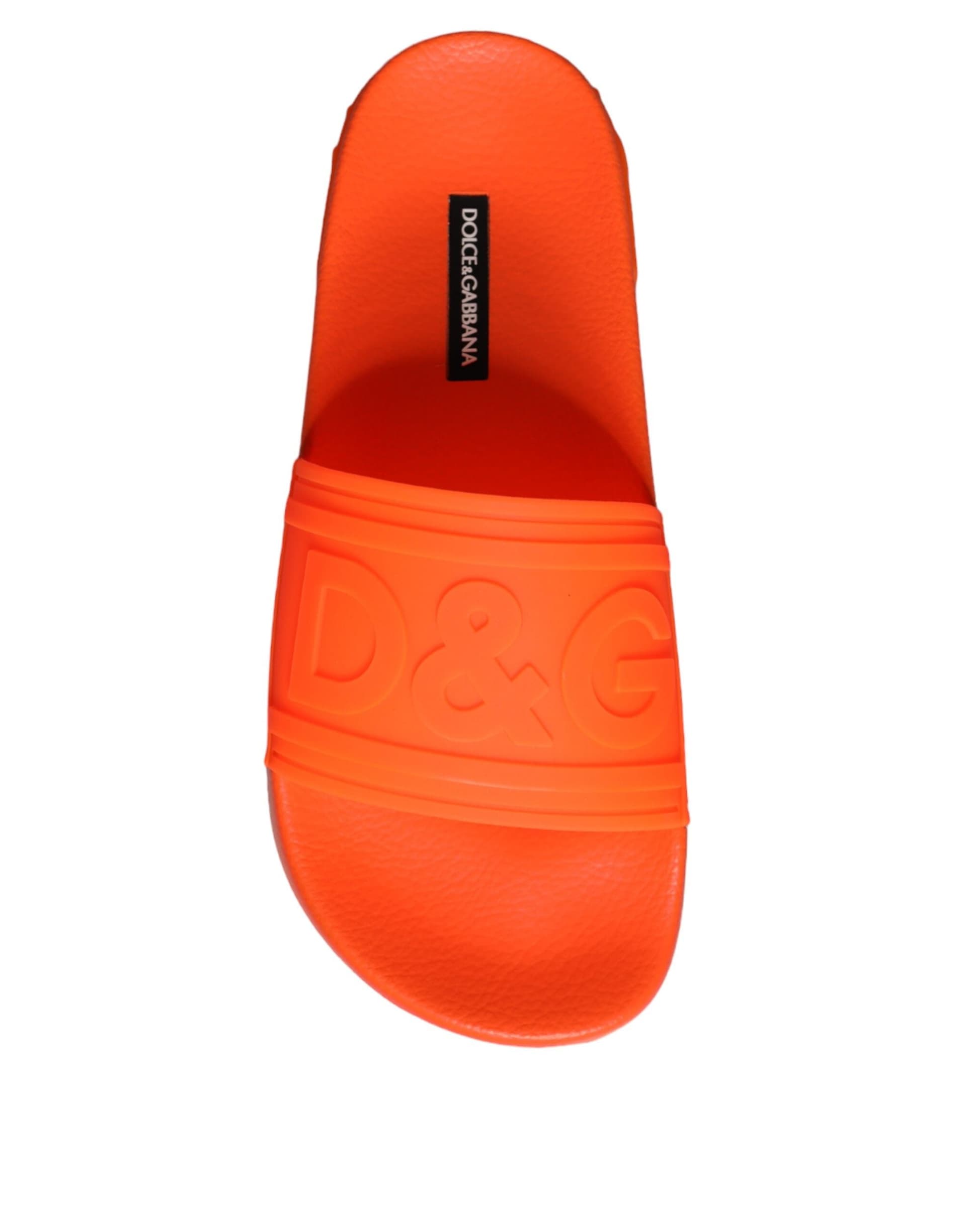 Dolce & Gabbana Orange Rubber Slides Sandals Beachwear Shoes - 6