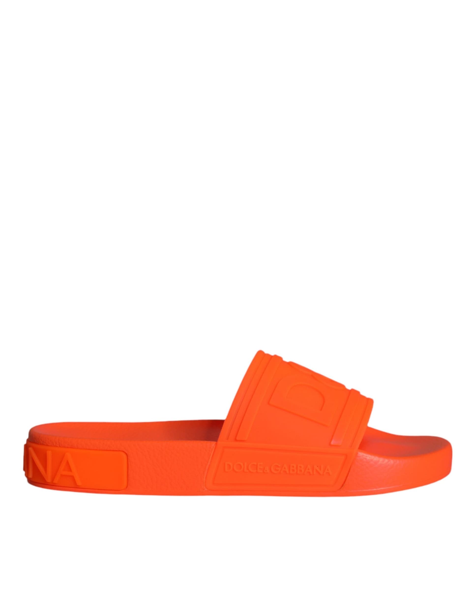 Dolce & Gabbana Orange Rubber Slides Sandals Beachwear Shoes - 7