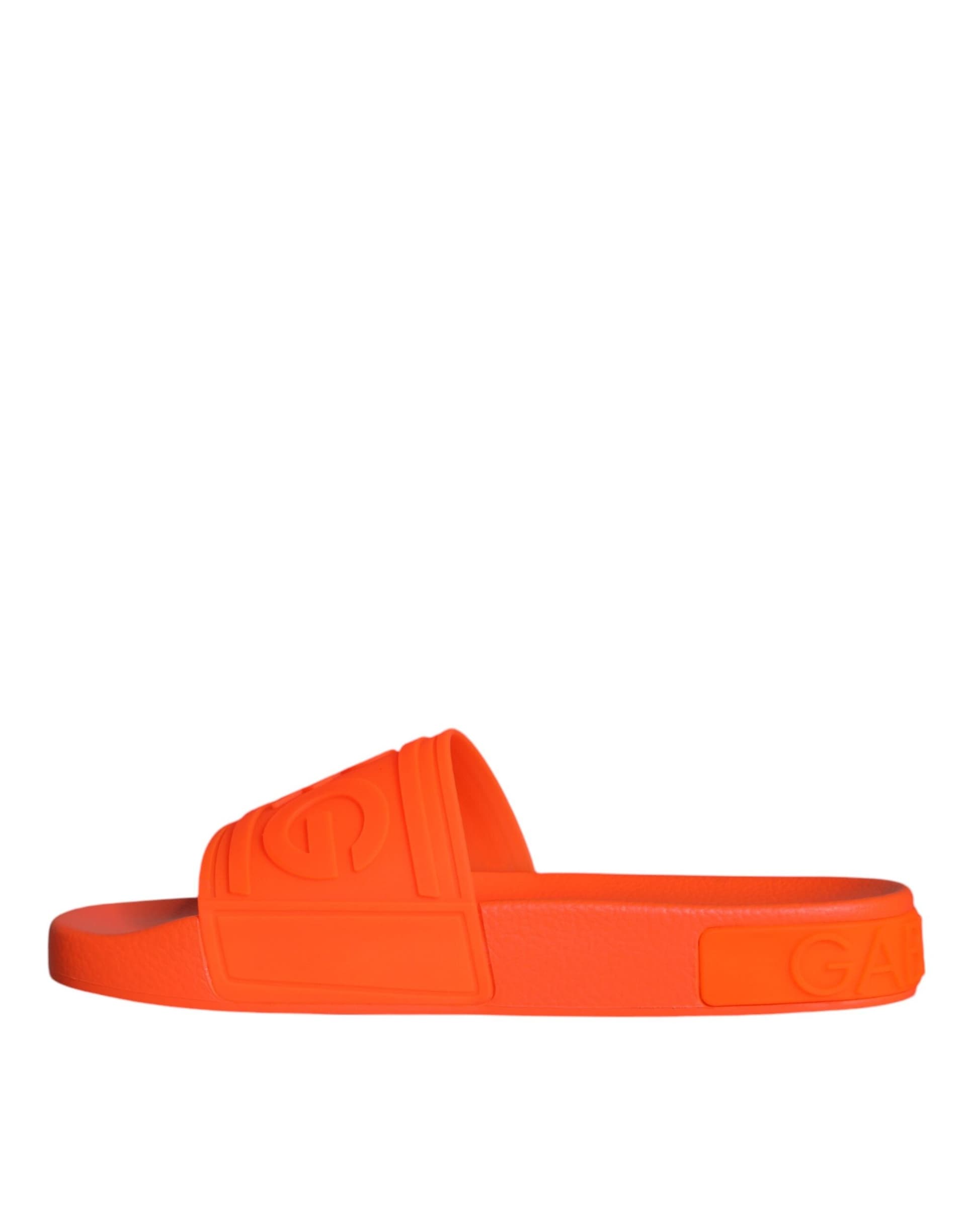 Dolce & Gabbana Orange Rubber Slides Sandals Beachwear Shoes - 8