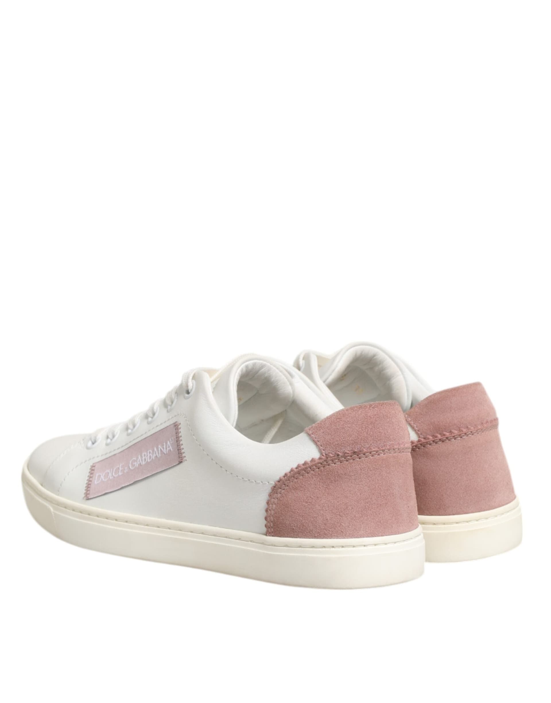 Dolce & Gabbana White Pink Leather Low Top Sneakers Shoes - 4