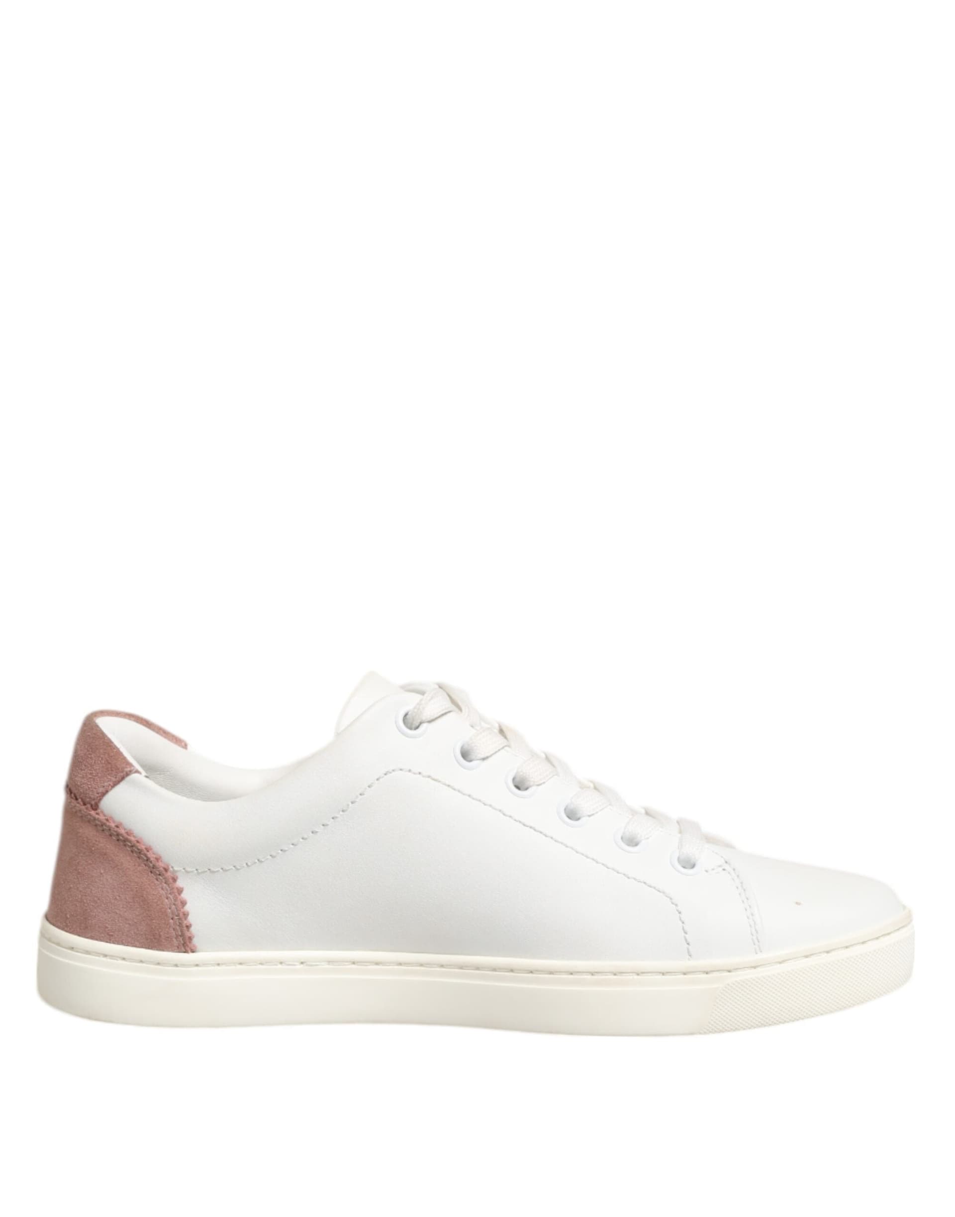 Dolce & Gabbana White Pink Leather Low Top Sneakers Shoes - 6