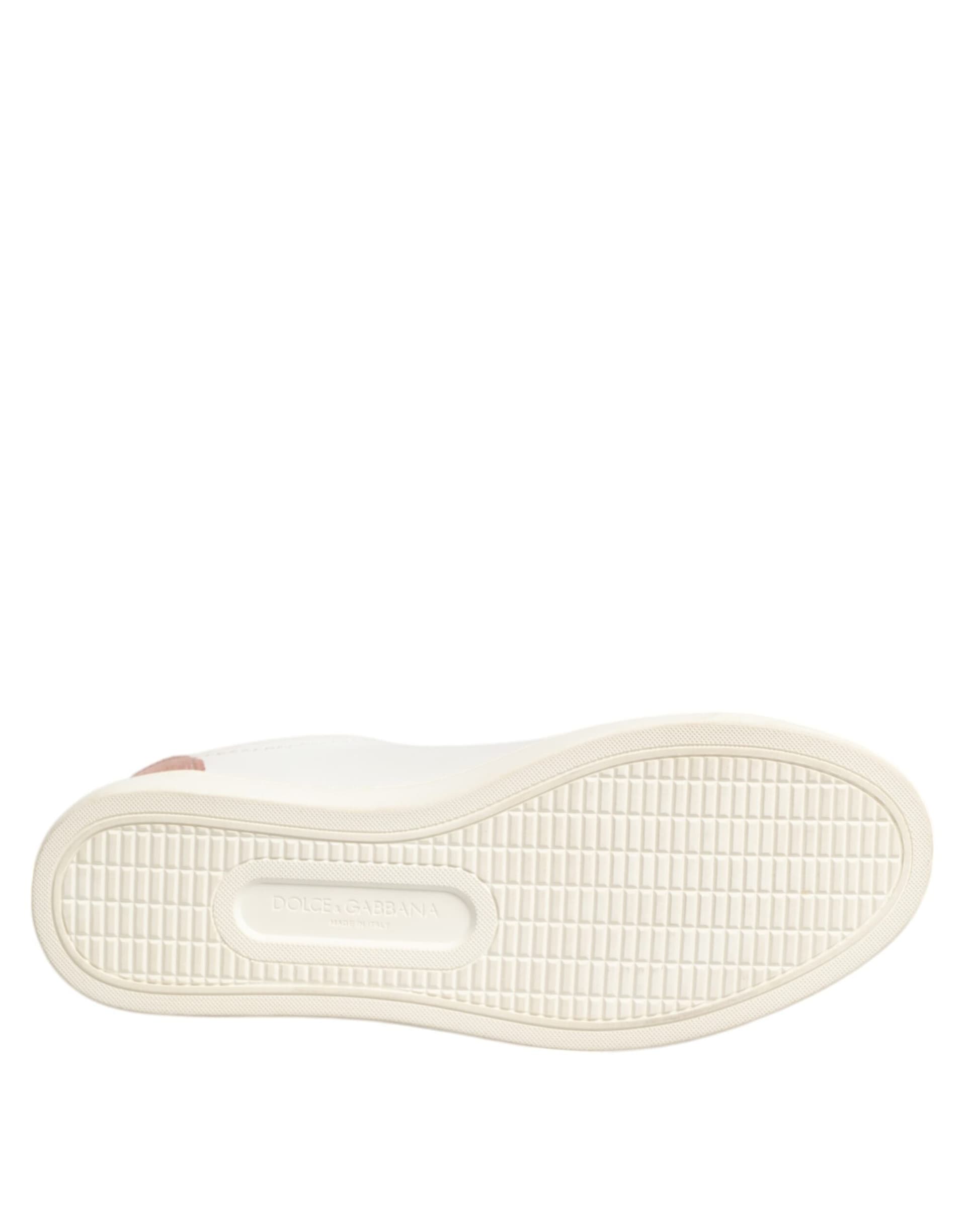 Dolce & Gabbana White Pink Leather Low Top Sneakers Shoes - 8