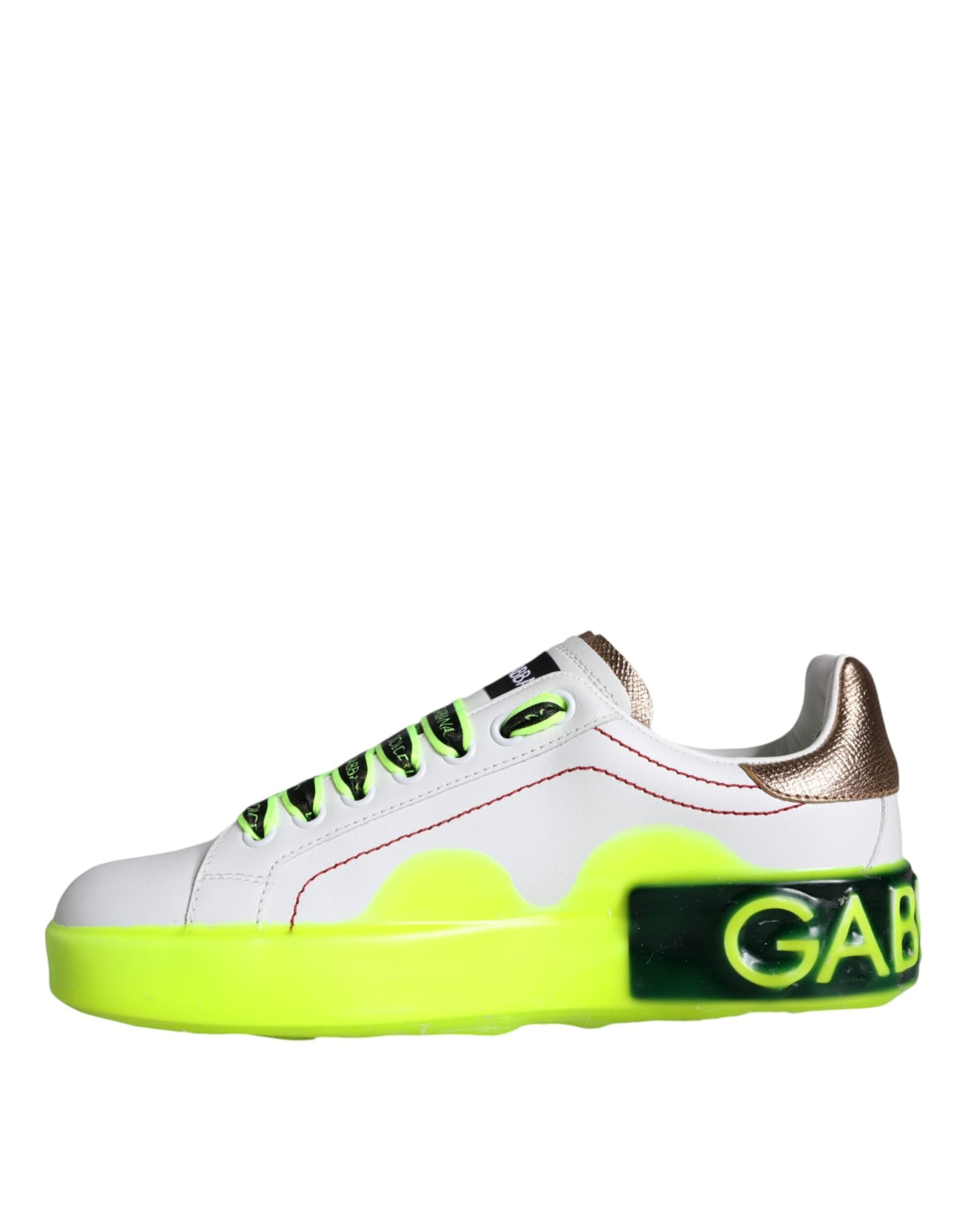 Dolce & Gabbana White Leather Portofino Low Top Sneakers Shoes - 6