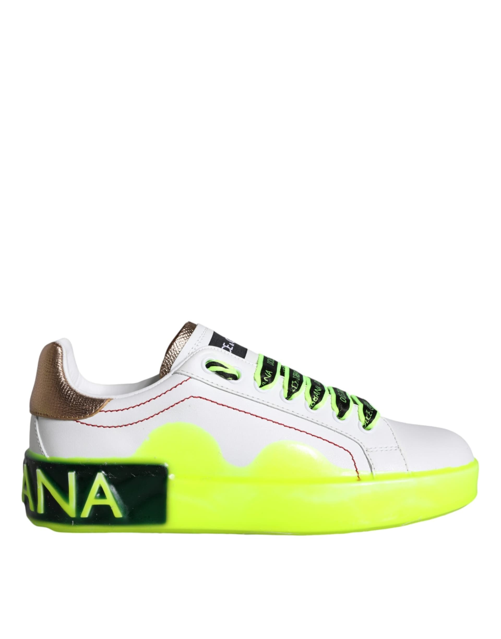 Dolce & Gabbana White Leather Portofino Low Top Sneakers Shoes - 7