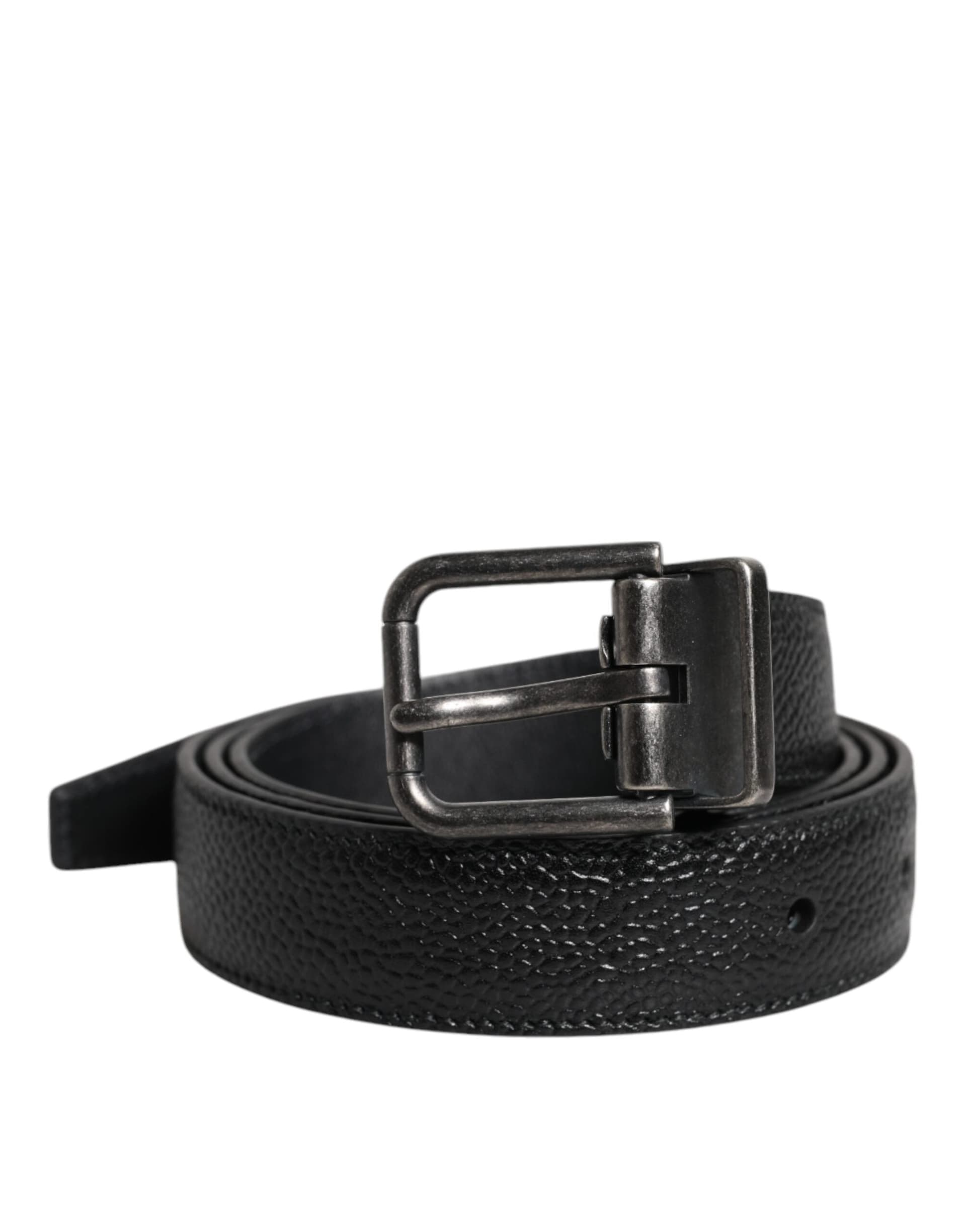 Dolce & Gabbana Black Calf Leather Classic Metal Buckle Belt - 2