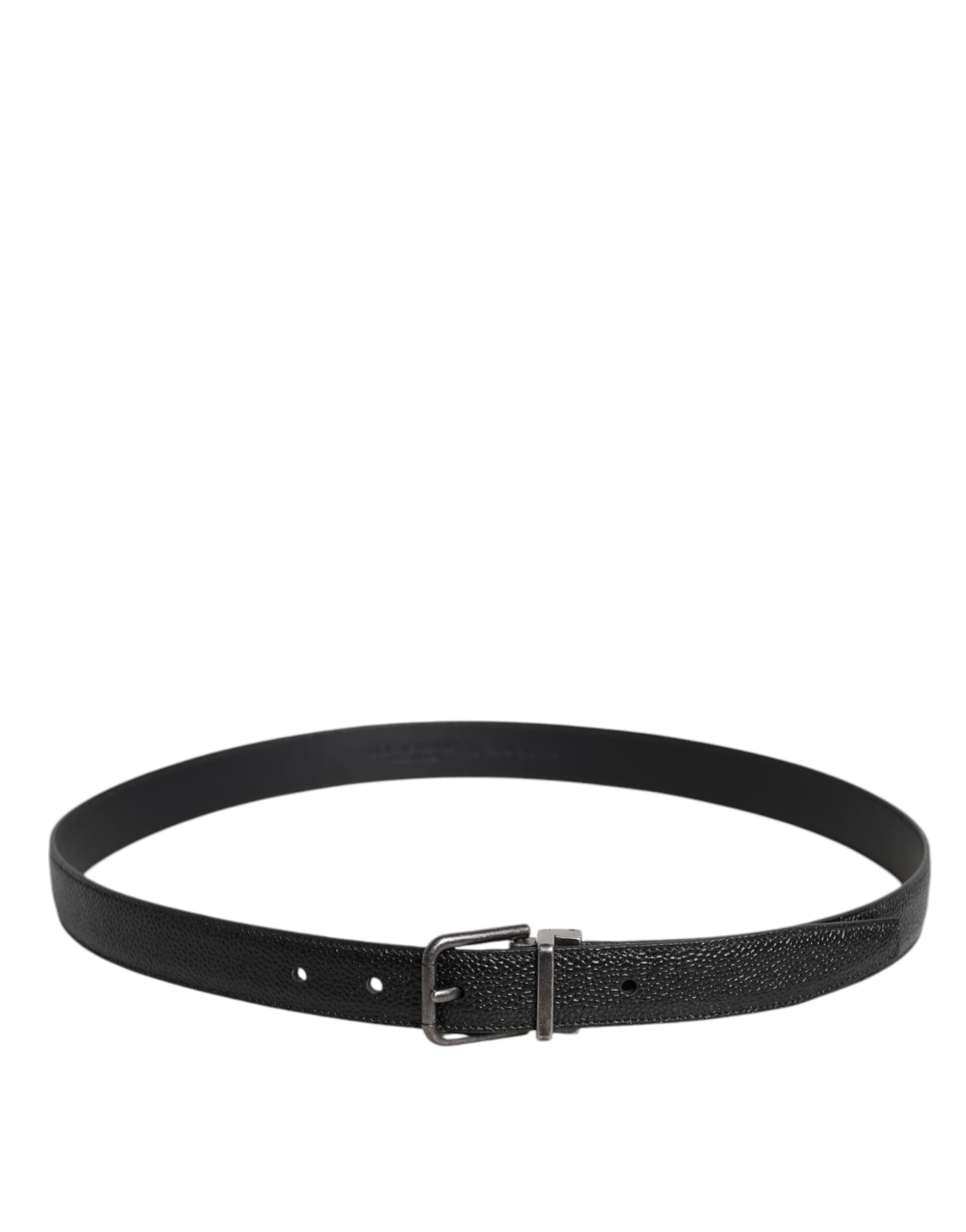 Dolce & Gabbana Black Calf Leather Classic Metal Buckle Belt - 3