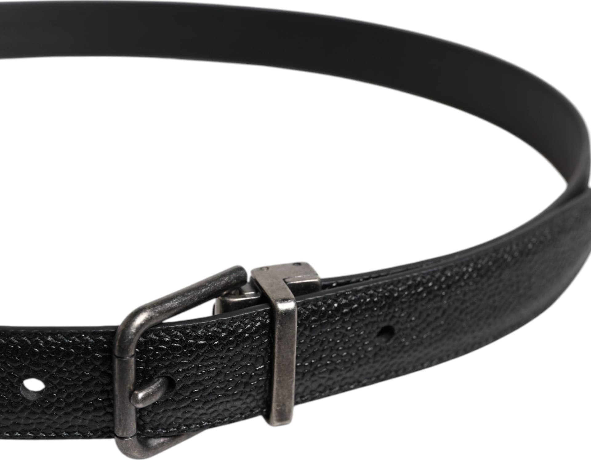 Dolce & Gabbana Black Calf Leather Classic Metal Buckle Belt - 4