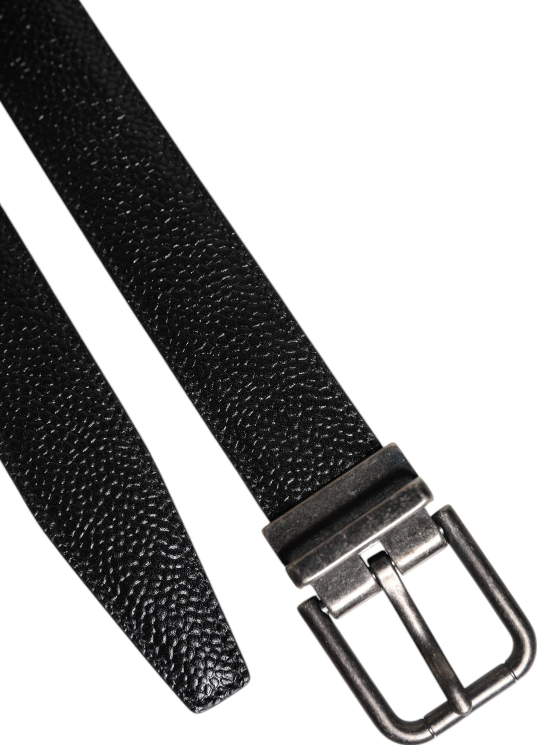 Dolce & Gabbana Black Calf Leather Classic Metal Buckle Belt - 5