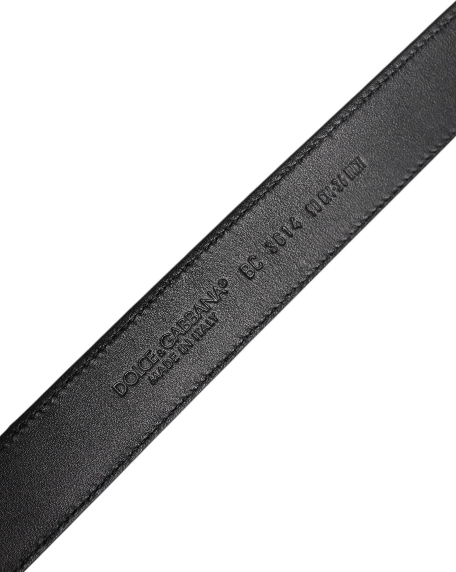 Dolce & Gabbana Black Calf Leather Classic Metal Buckle Belt - 6