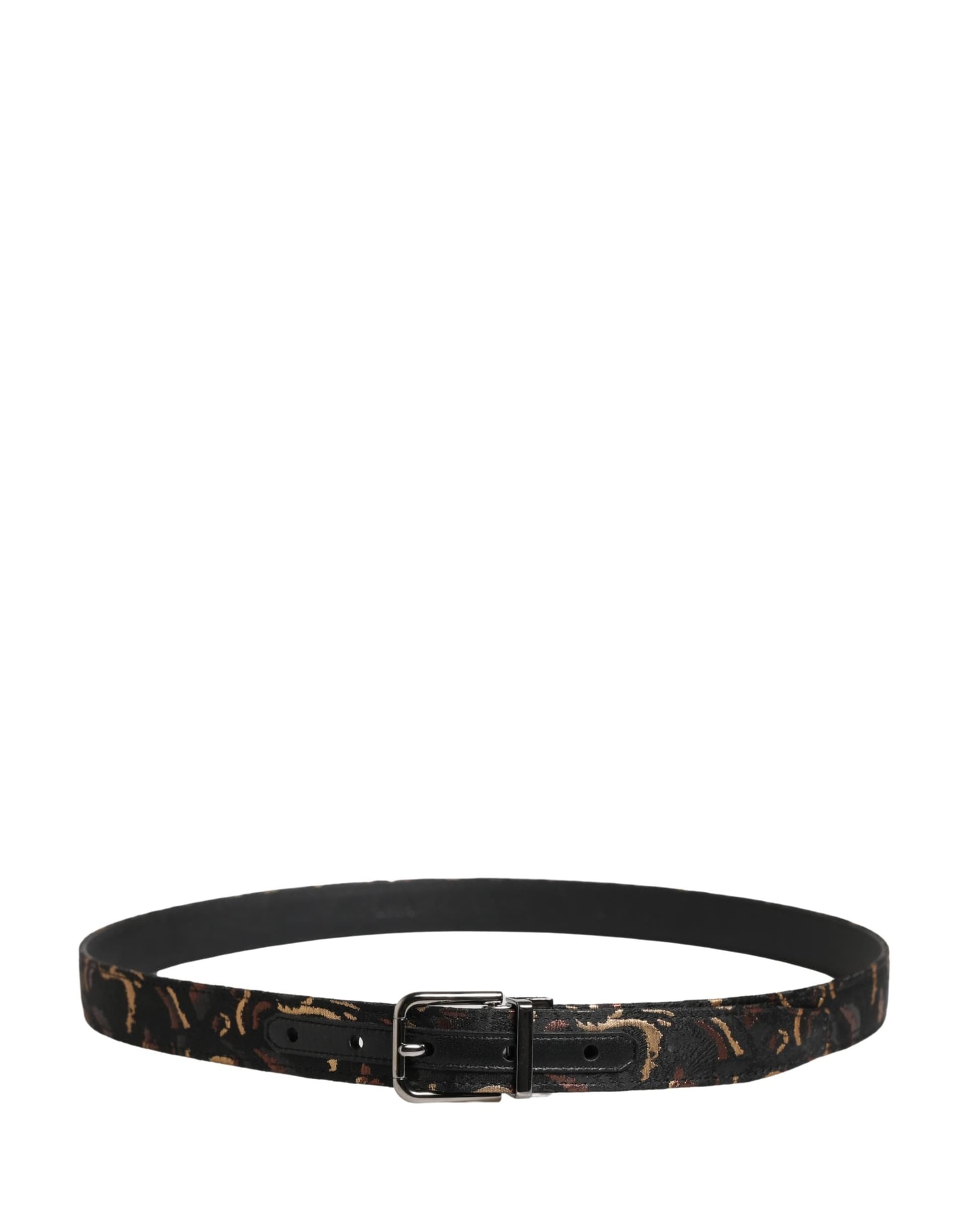 Dolce & Gabbana Multicolor Jacquard Silver Metal Buckle Belt - 3