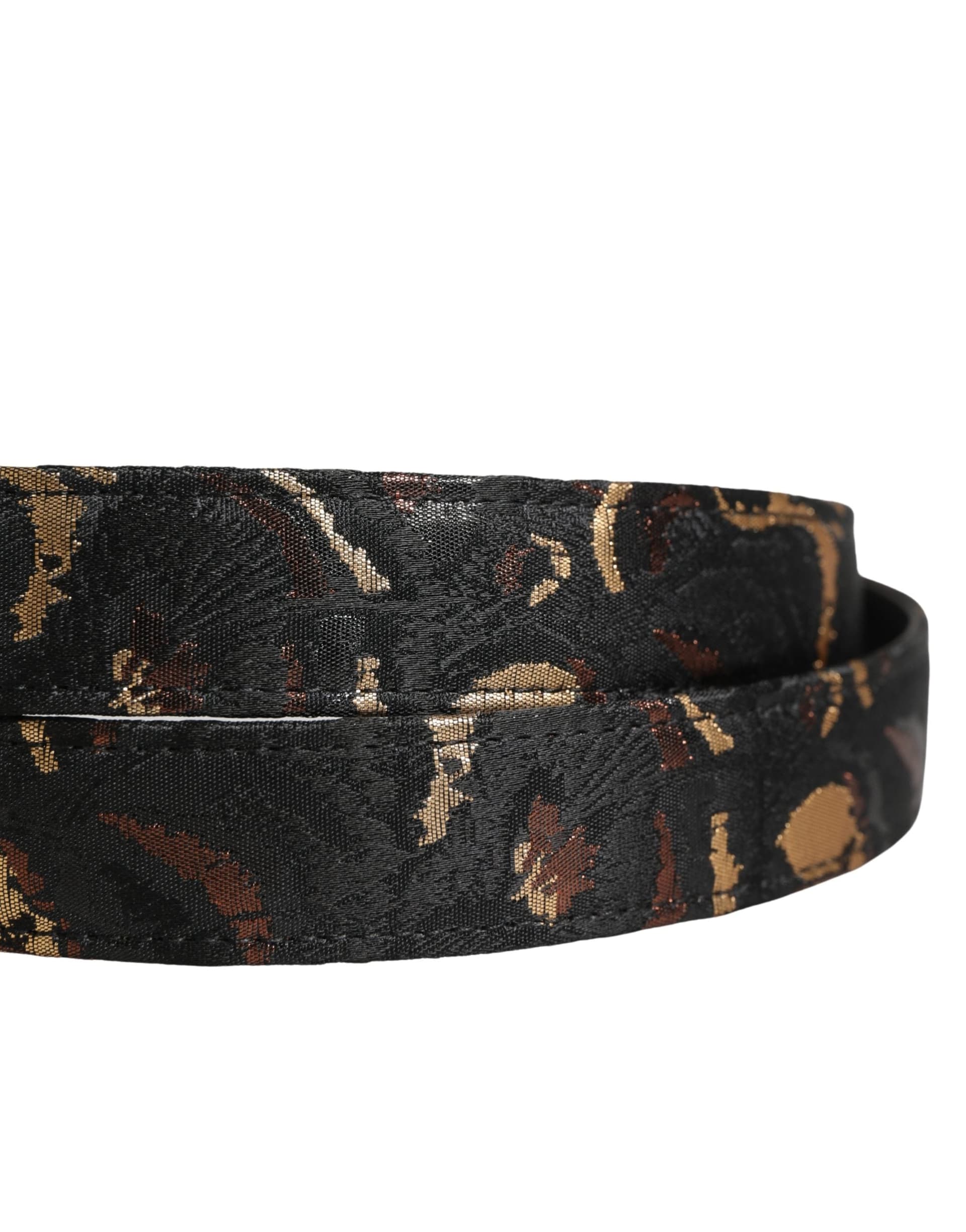 Dolce & Gabbana Multicolor Jacquard Silver Metal Buckle Belt - 5