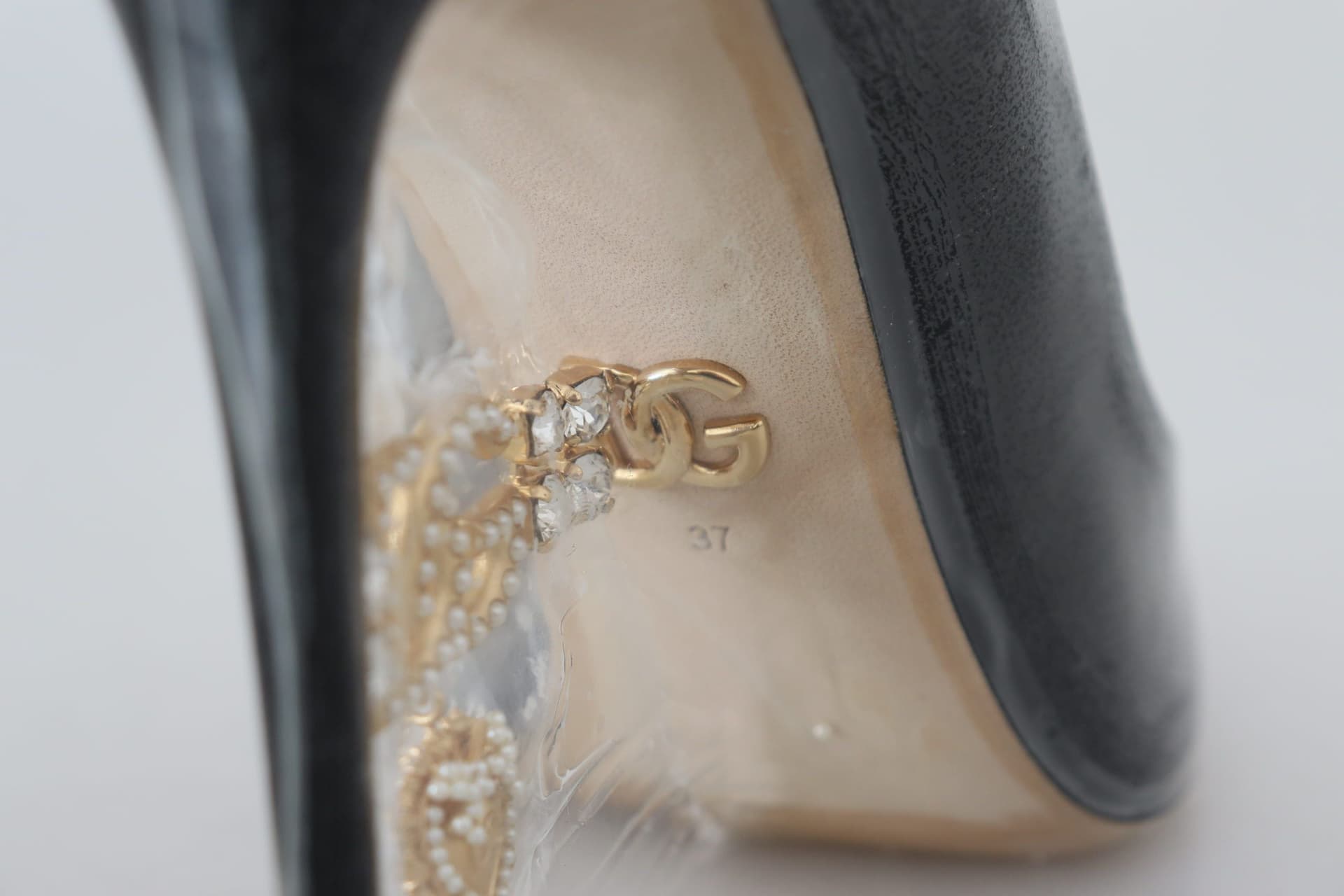 Dolce & Gabbana Black Leather Heels Pumps Plastic Wrapped Shoes - 2