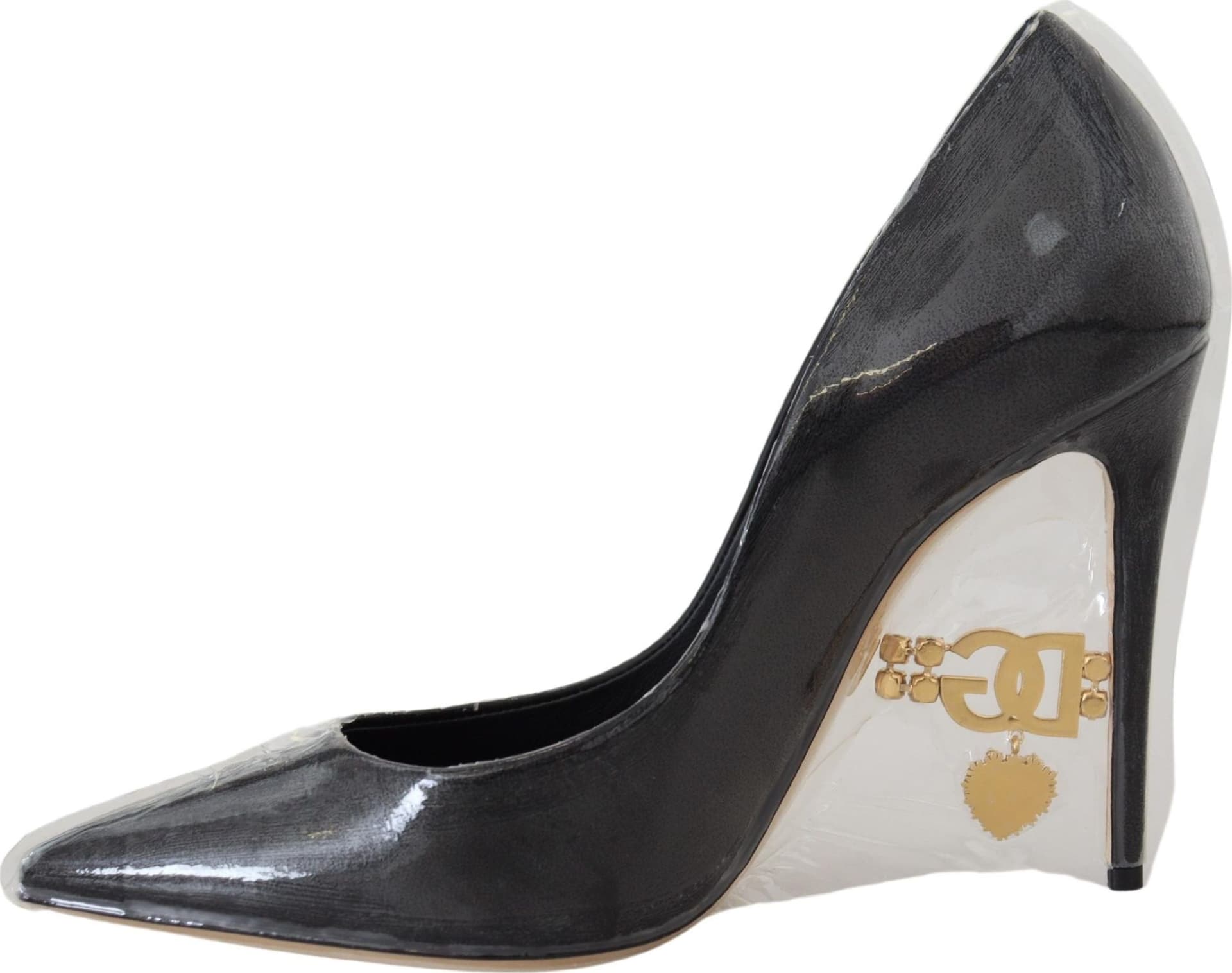 Dolce & Gabbana Black Leather Heels Pumps Plastic Wrapped Shoes - 6