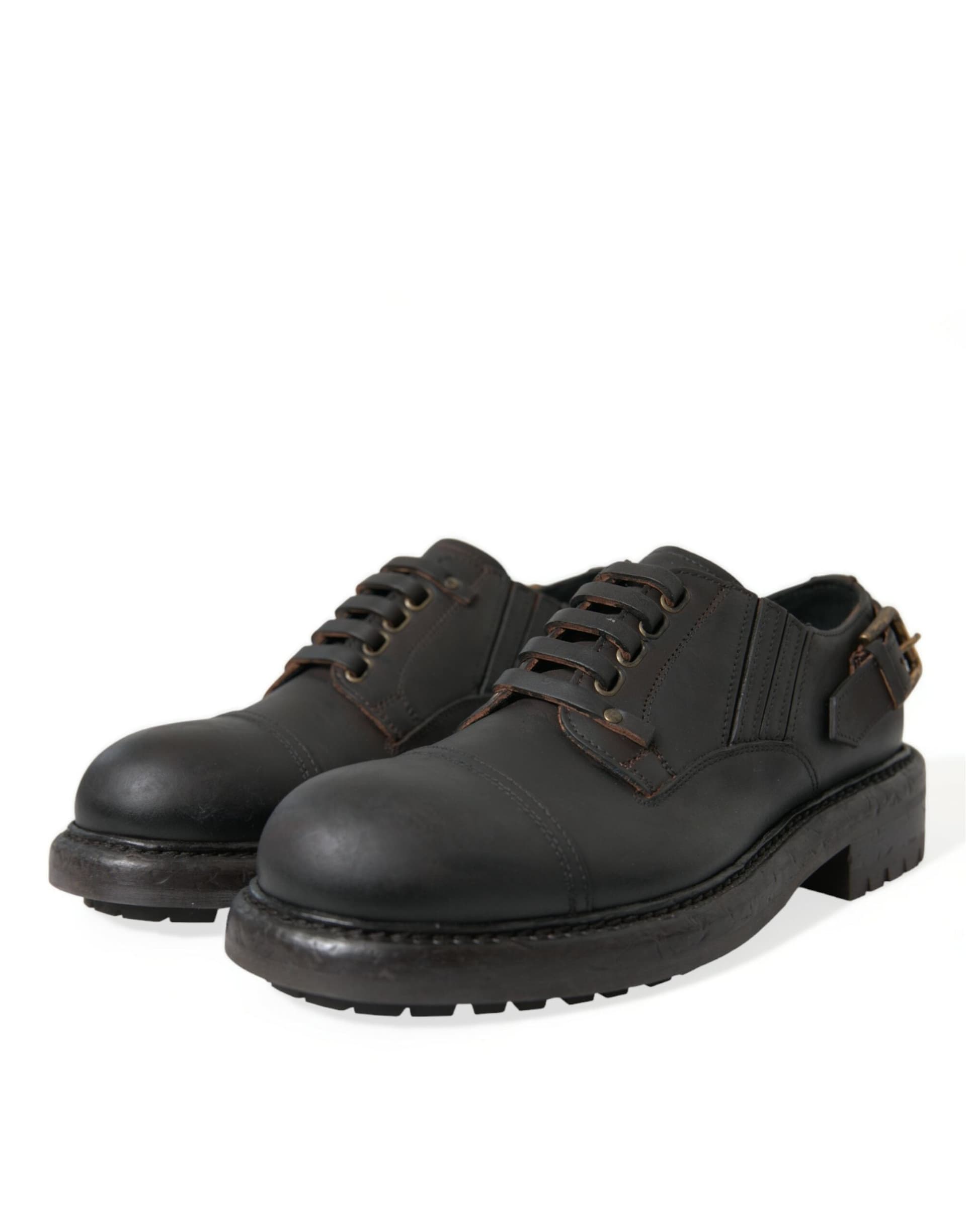 Dolce & Gabbana Brown Leather Lace Up Derby Men Dress Shoes - 2