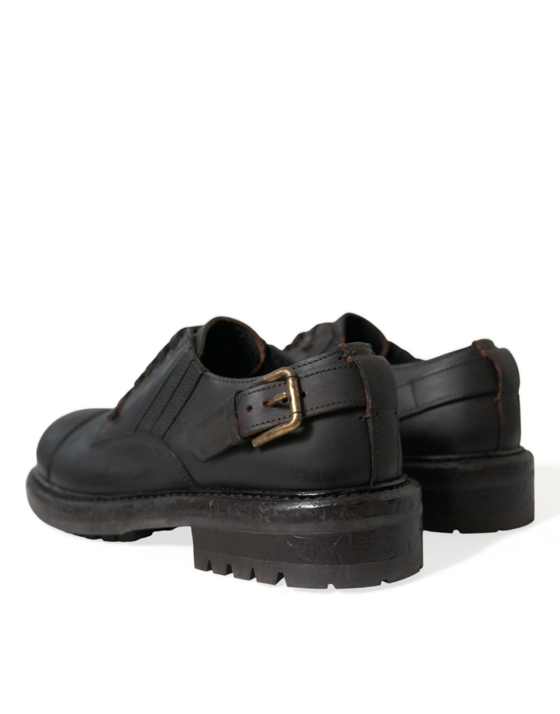 Dolce & Gabbana Brown Leather Lace Up Derby Men Dress Shoes - 3