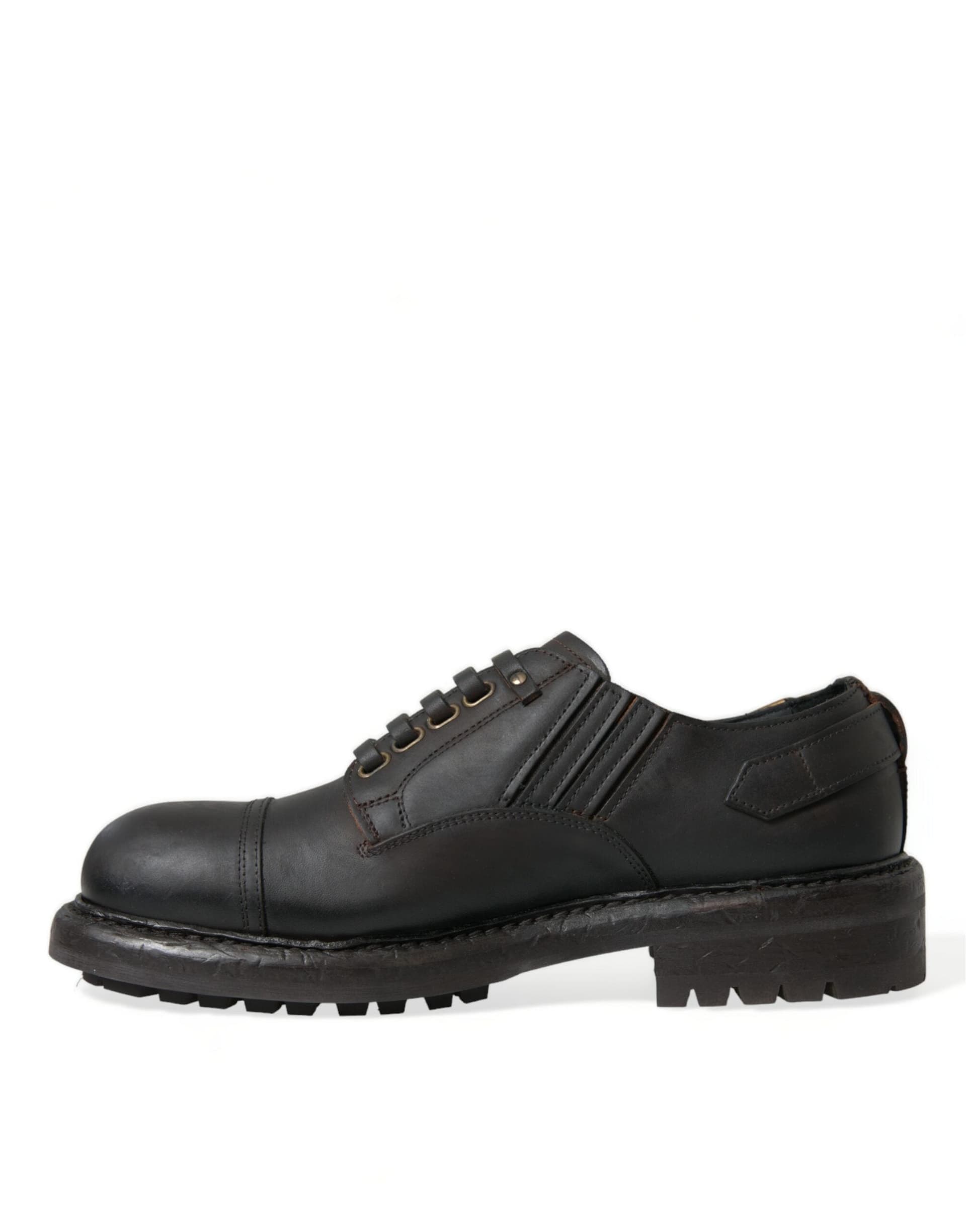 Dolce & Gabbana Brown Leather Lace Up Derby Men Dress Shoes - 4