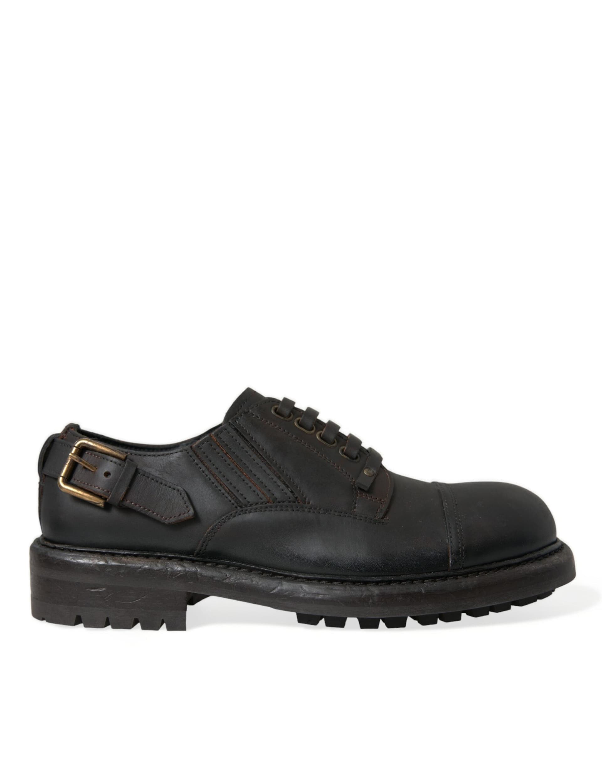 Dolce & Gabbana Brown Leather Lace Up Derby Men Dress Shoes - 5