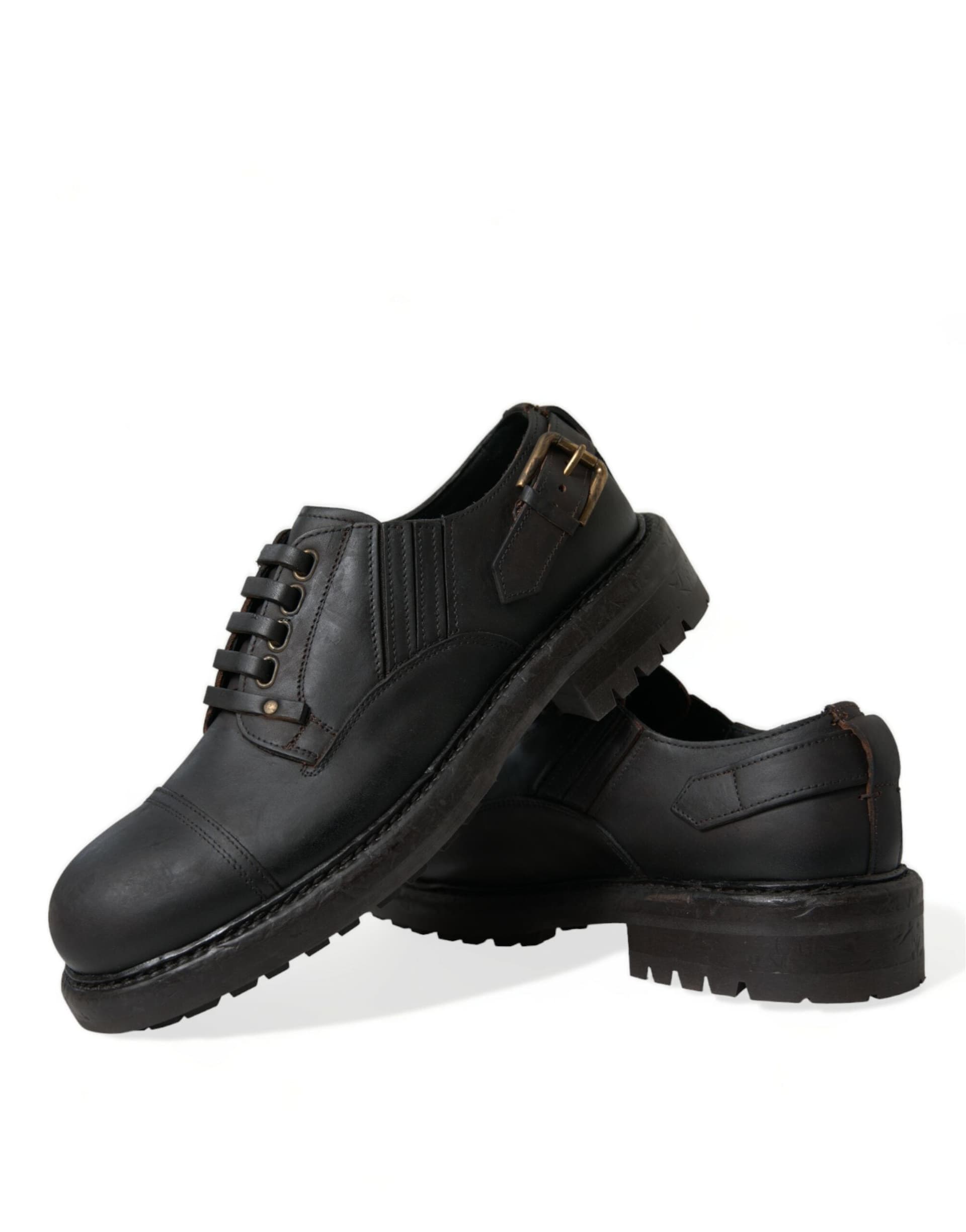 Dolce & Gabbana Brown Leather Lace Up Derby Men Dress Shoes - 7