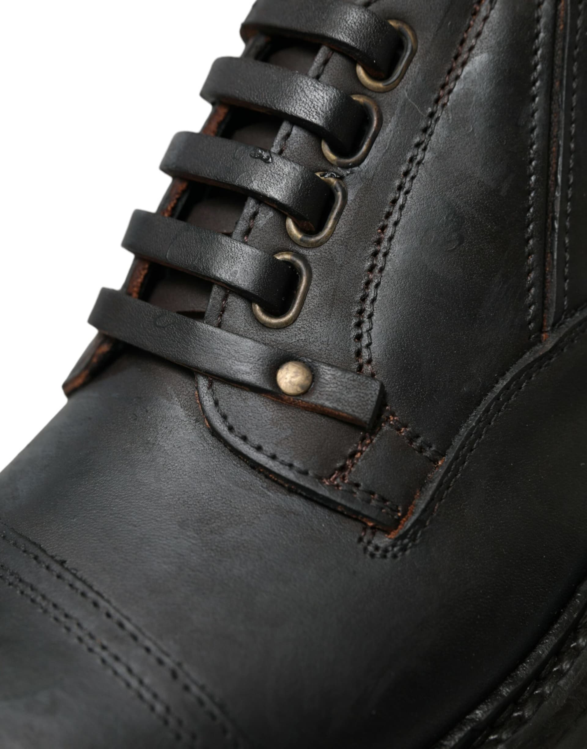 Dolce & Gabbana Brown Leather Lace Up Derby Men Dress Shoes - 8