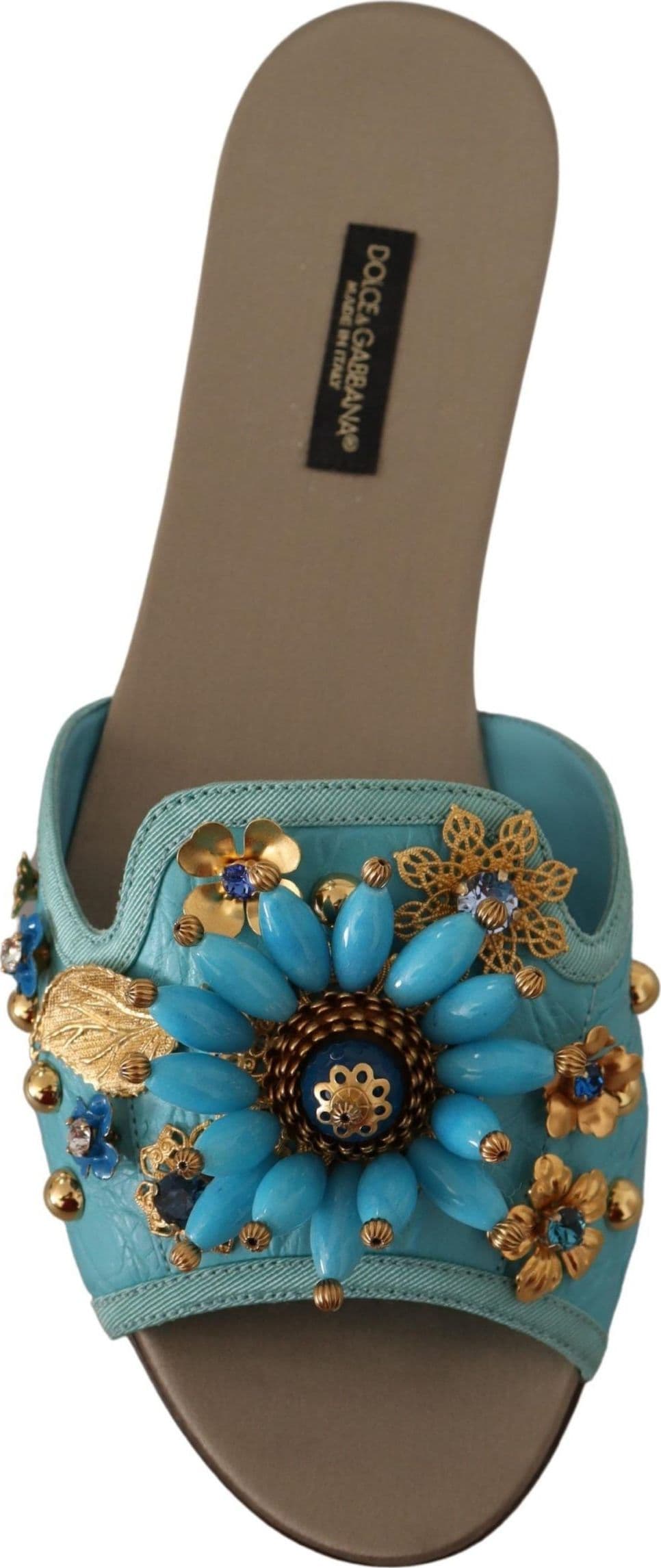 Dolce & Gabbana Blue Crystal Exotic Leather Blue Crystal Sandals - 3