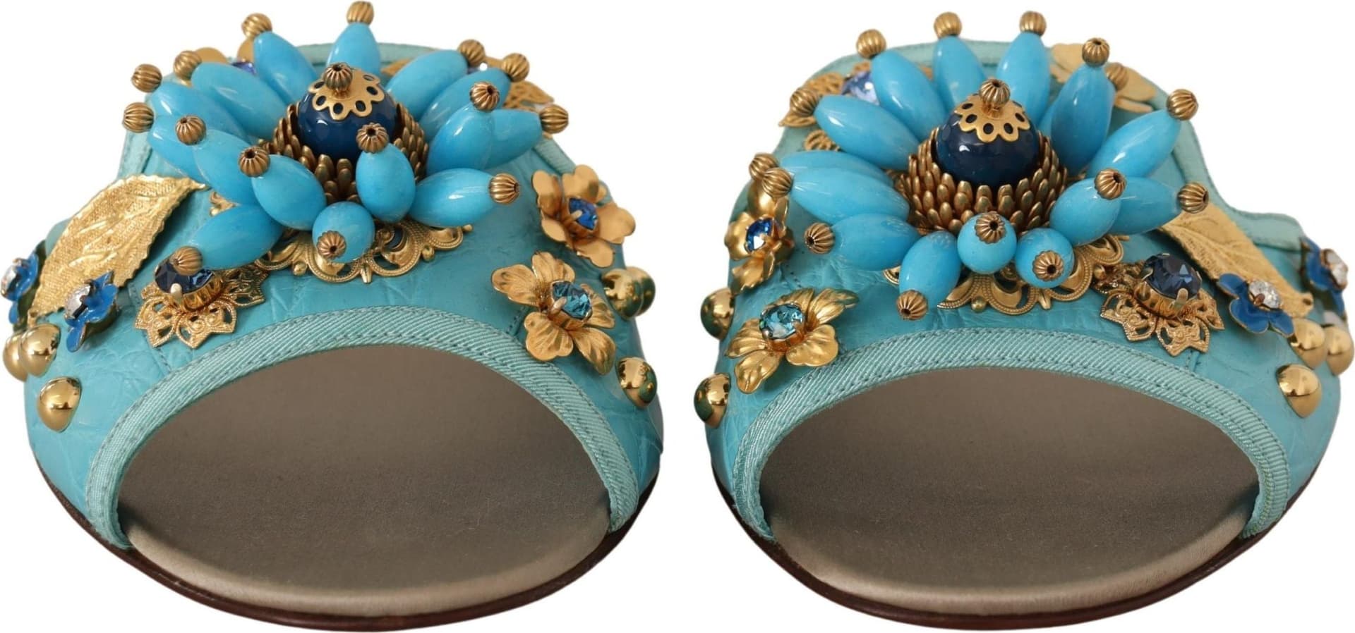 Dolce & Gabbana Blue Crystal Exotic Leather Blue Crystal Sandals - 4