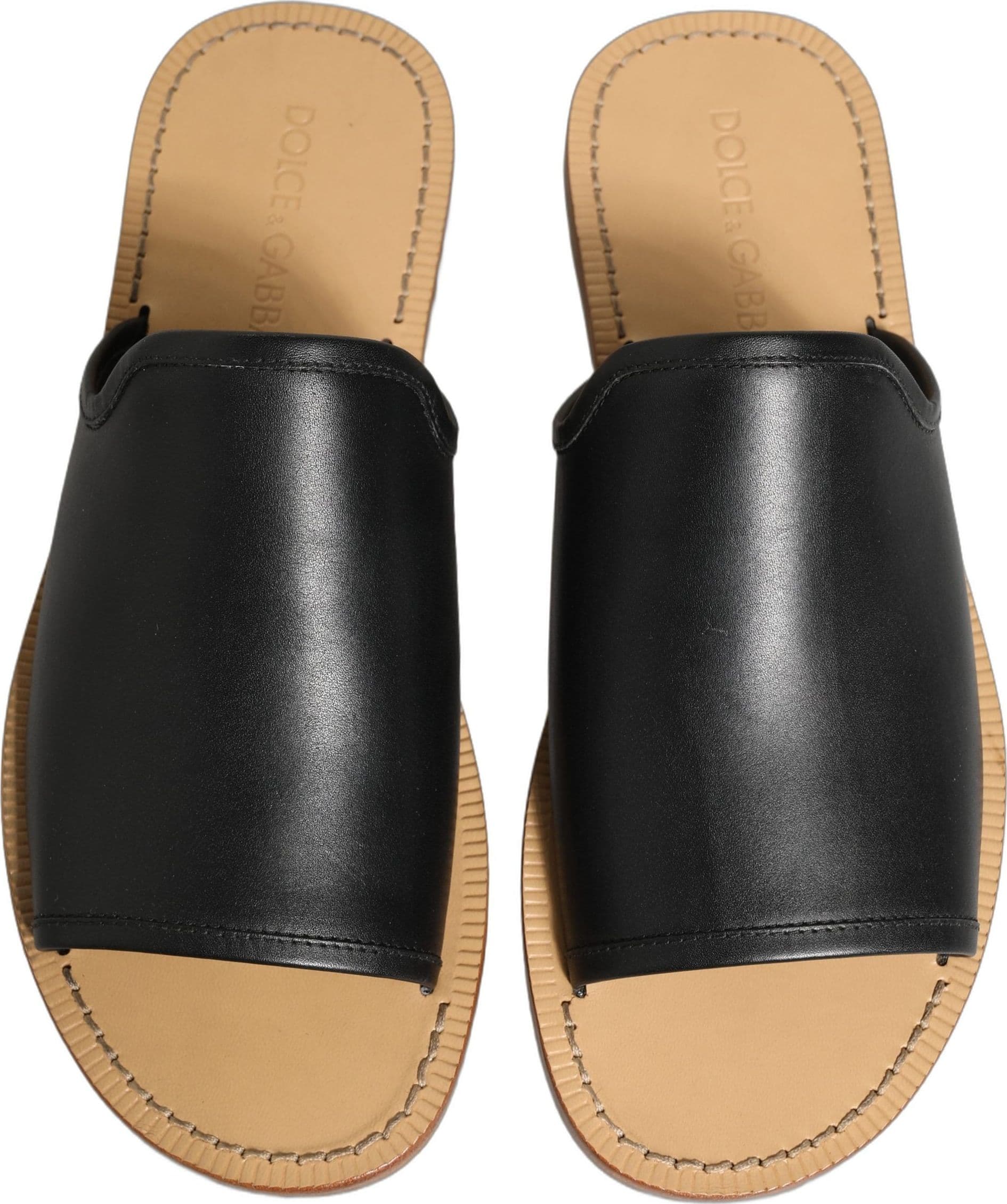 Dolce & Gabbana Brown Leather Slides Sandals Flats Men Shoes - 3