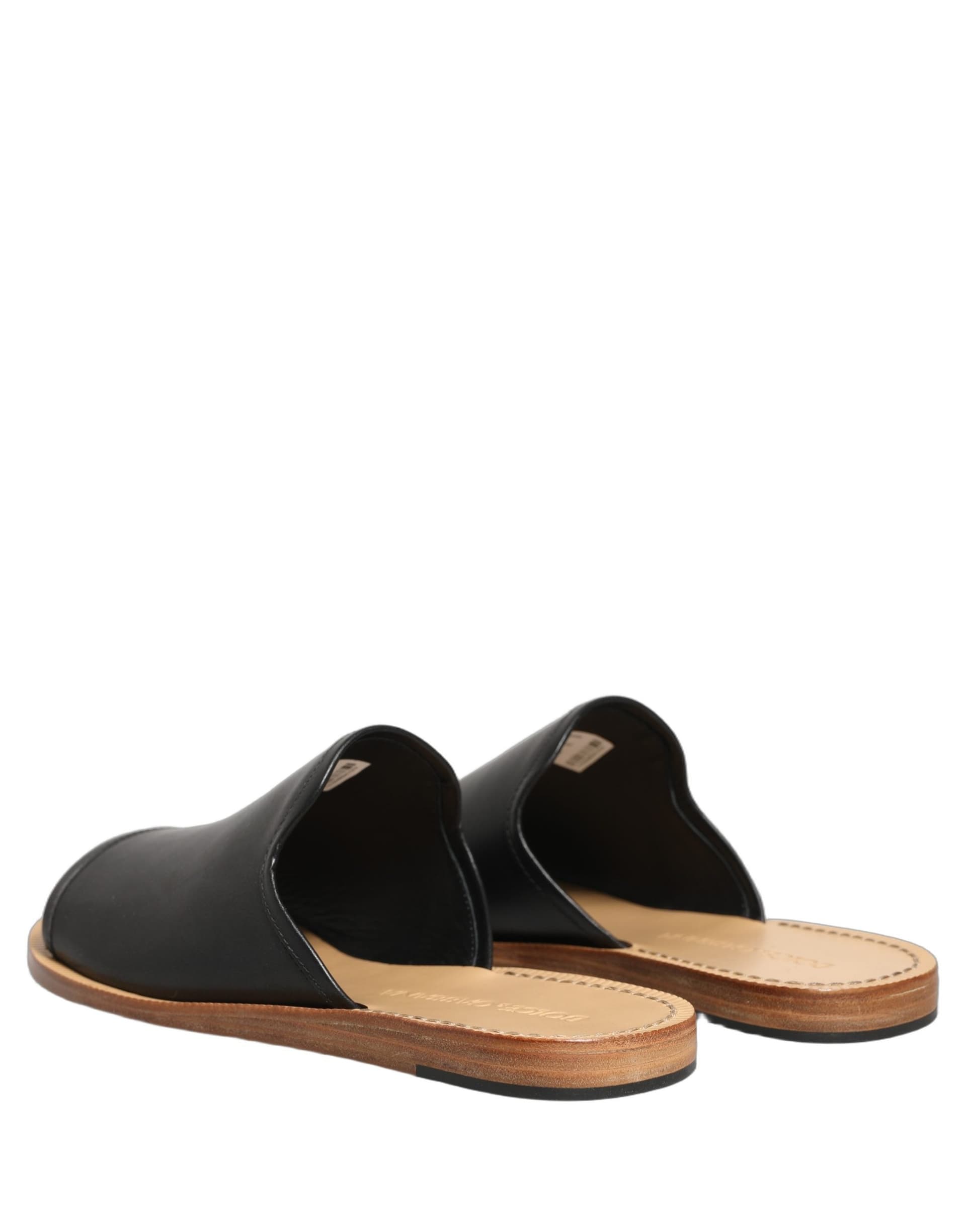 Dolce & Gabbana Brown Leather Slides Sandals Flats Men Shoes - 5