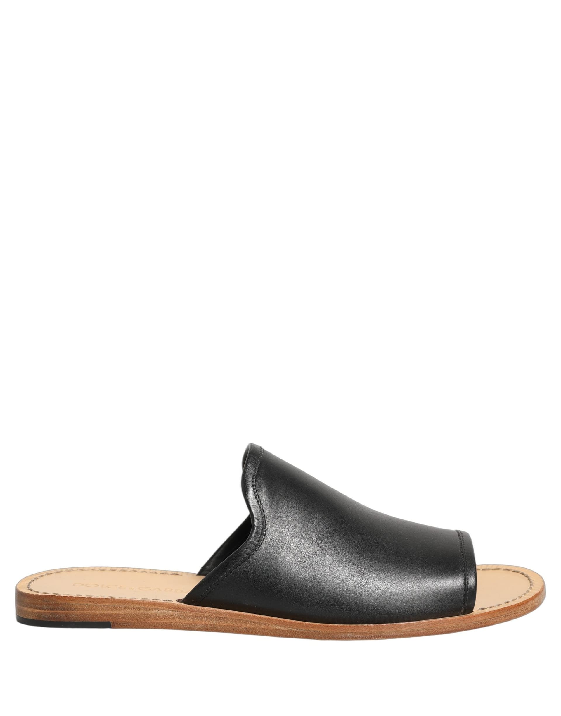 Dolce & Gabbana Brown Leather Slides Sandals Flats Men Shoes - 8