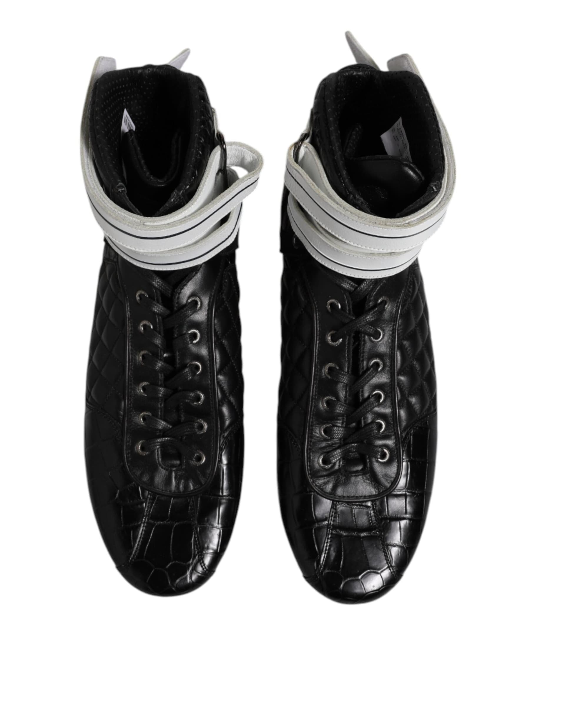 Dolce & Gabbana Black Quilted Leather Lace Up Sneakers Shoes - 2