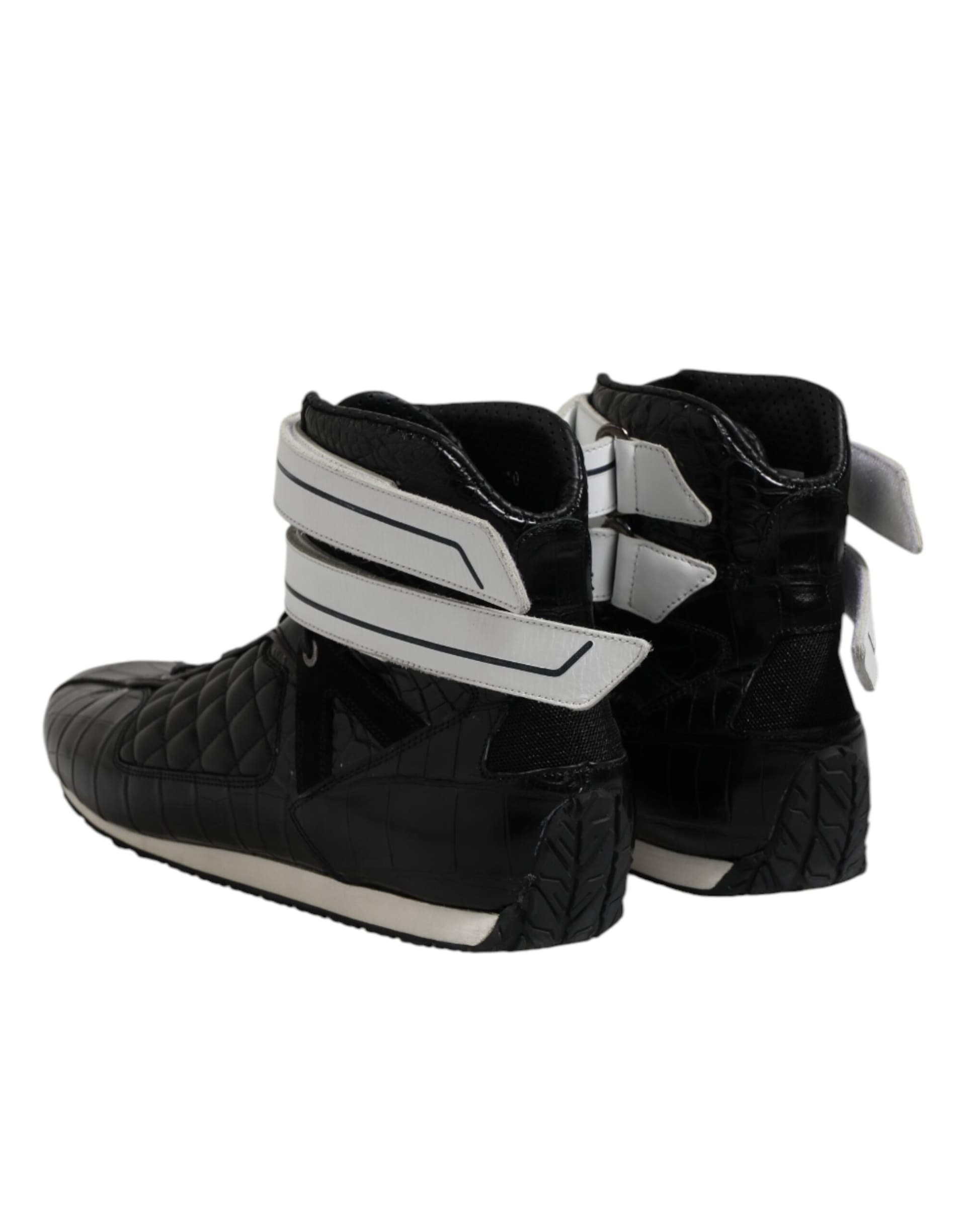 Dolce & Gabbana Black Quilted Leather Lace Up Sneakers Shoes - 4