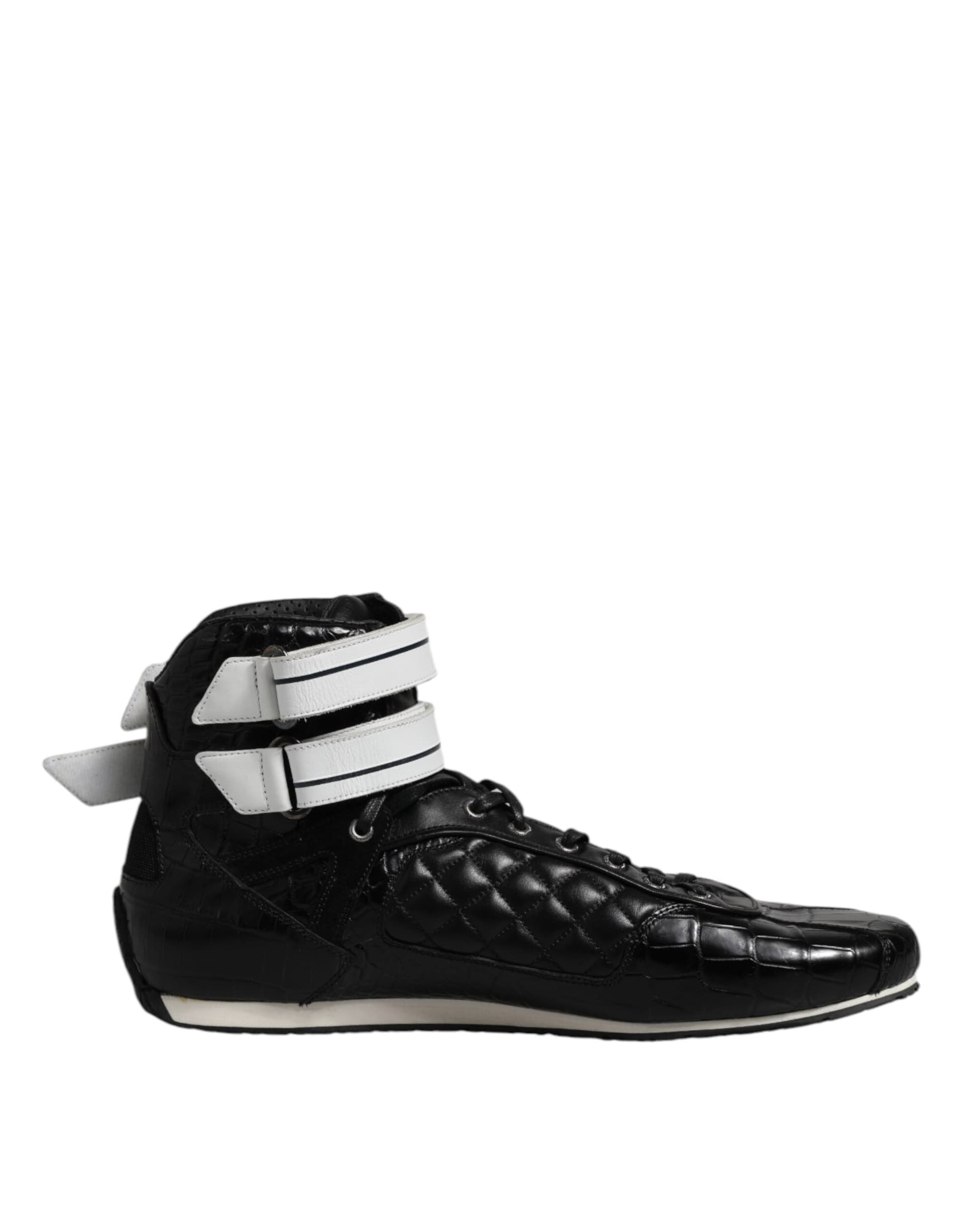 Dolce & Gabbana Black Quilted Leather Lace Up Sneakers Shoes - 6
