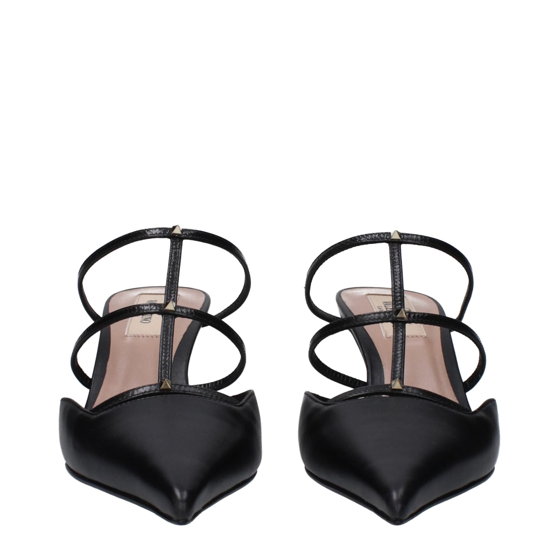 Valentino Garavani Black Leather Flat Sandals - 3