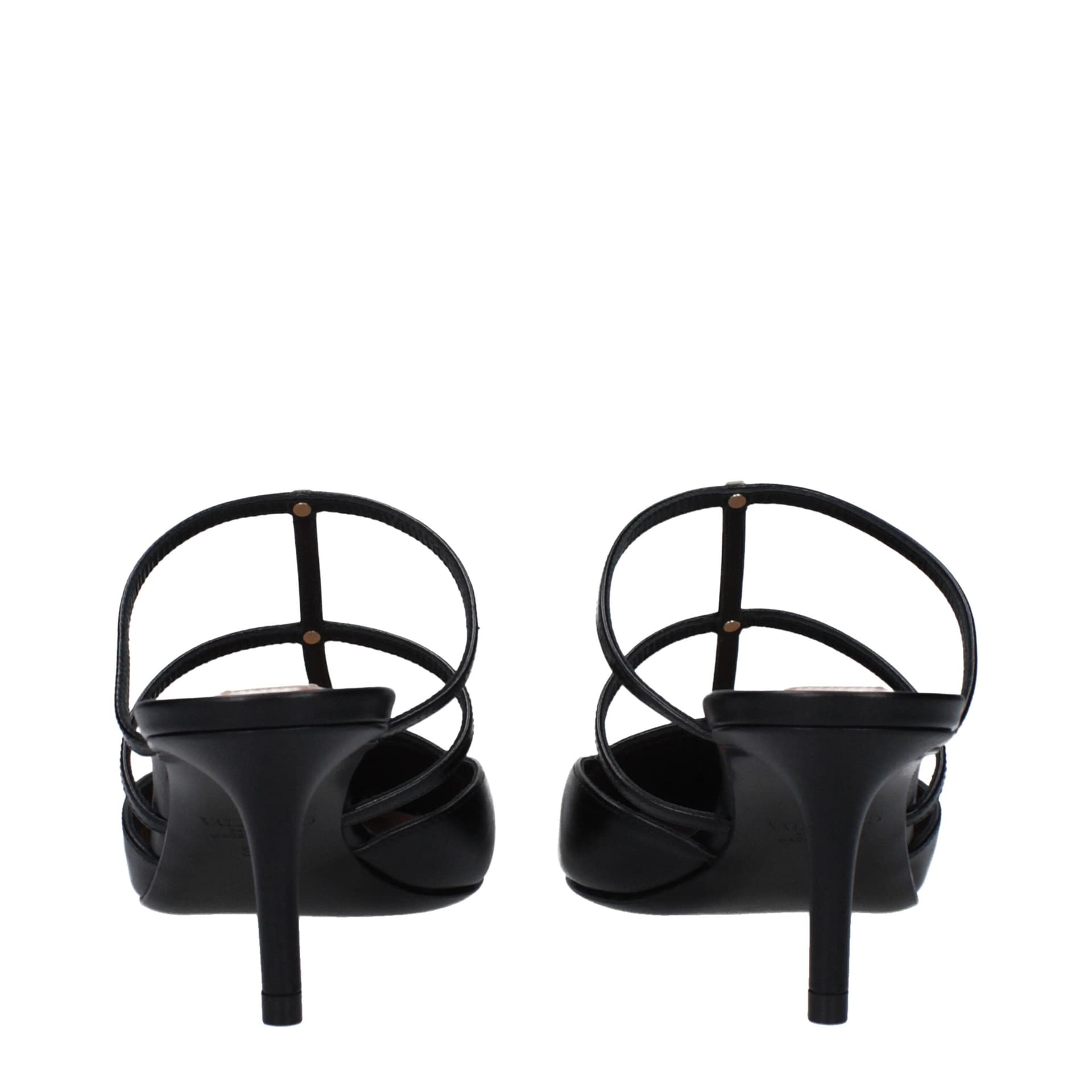 Valentino Garavani Black Leather Flat Sandals - 5