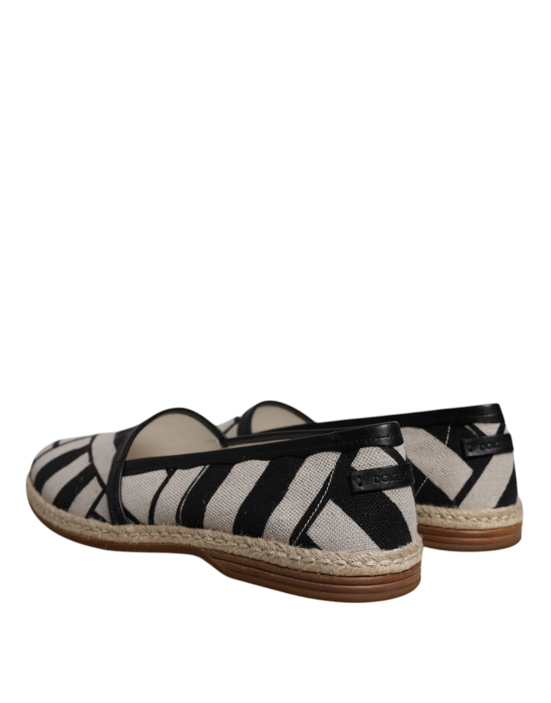 Dolce & Gabbana Black White Stripes Slip On Espadrille Shoes - 3