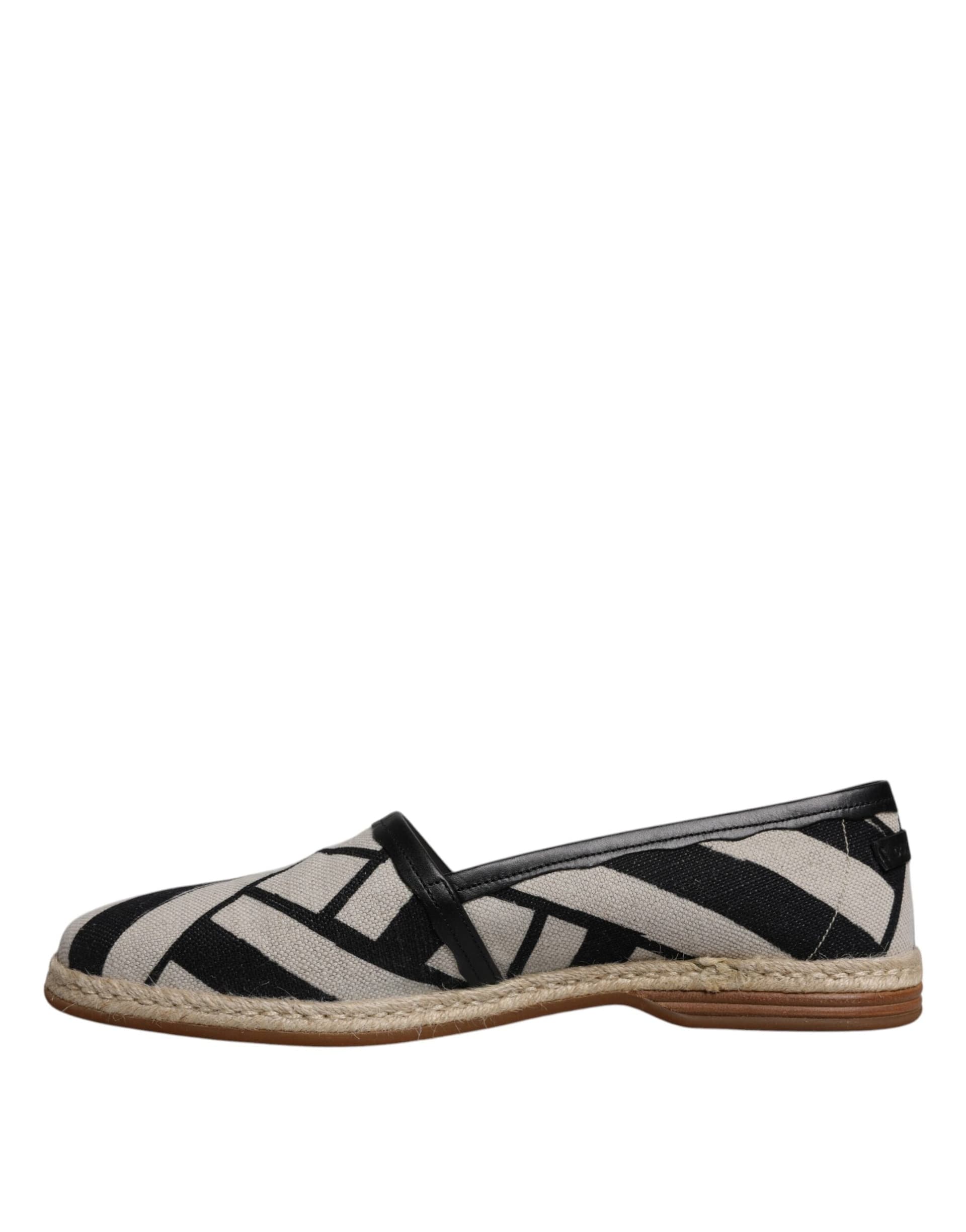 Dolce & Gabbana Black White Stripes Slip On Espadrille Shoes - 4