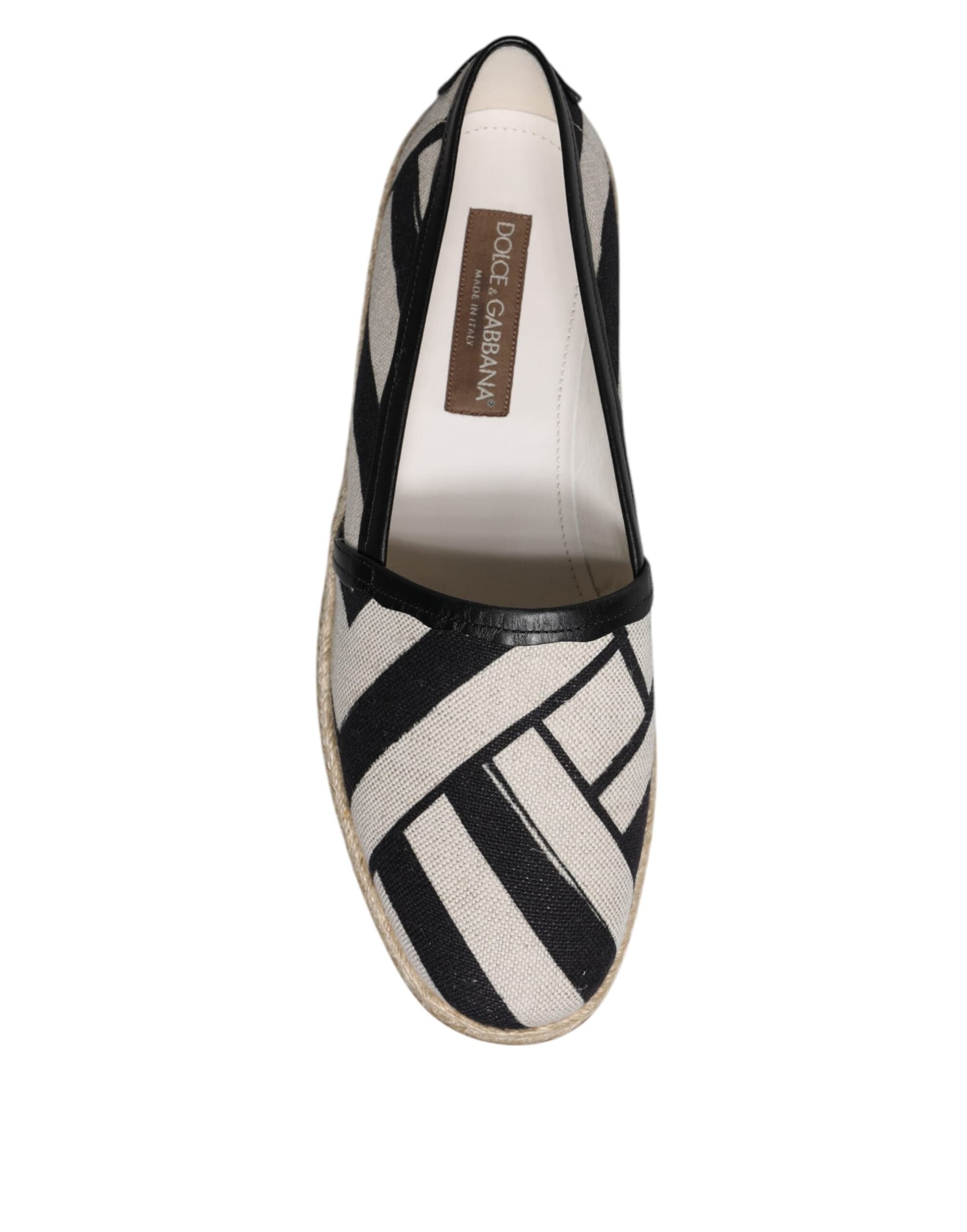 Dolce & Gabbana Black White Stripes Slip On Espadrille Shoes - 8