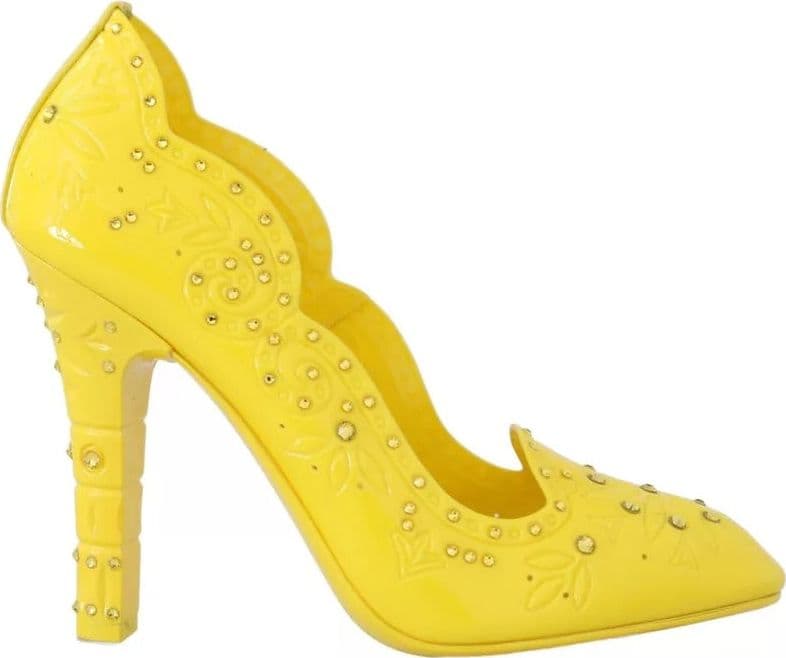 Dolce & Gabbana Yellow Crystal Heels CINDERELLA Shoes - 3