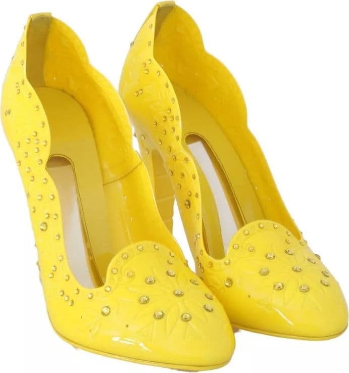 Dolce & Gabbana Yellow Crystal Heels CINDERELLA Shoes - 4