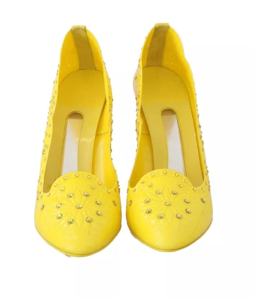 Dolce & Gabbana Yellow Crystal Heels CINDERELLA Shoes - 8