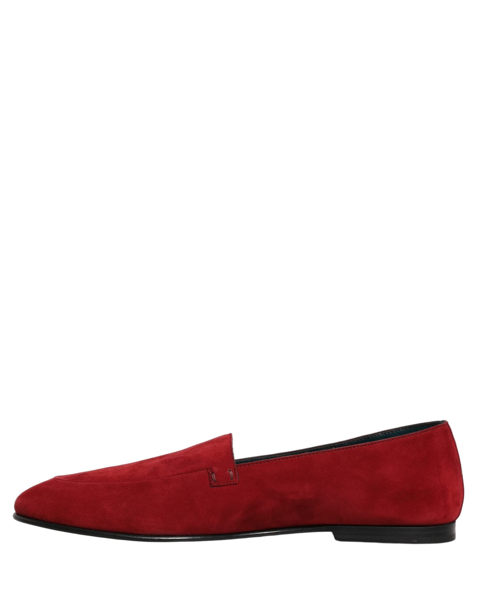 Dolce & Gabbana Red Suede Logo Slip On Flats Loafers Shoes - 2
