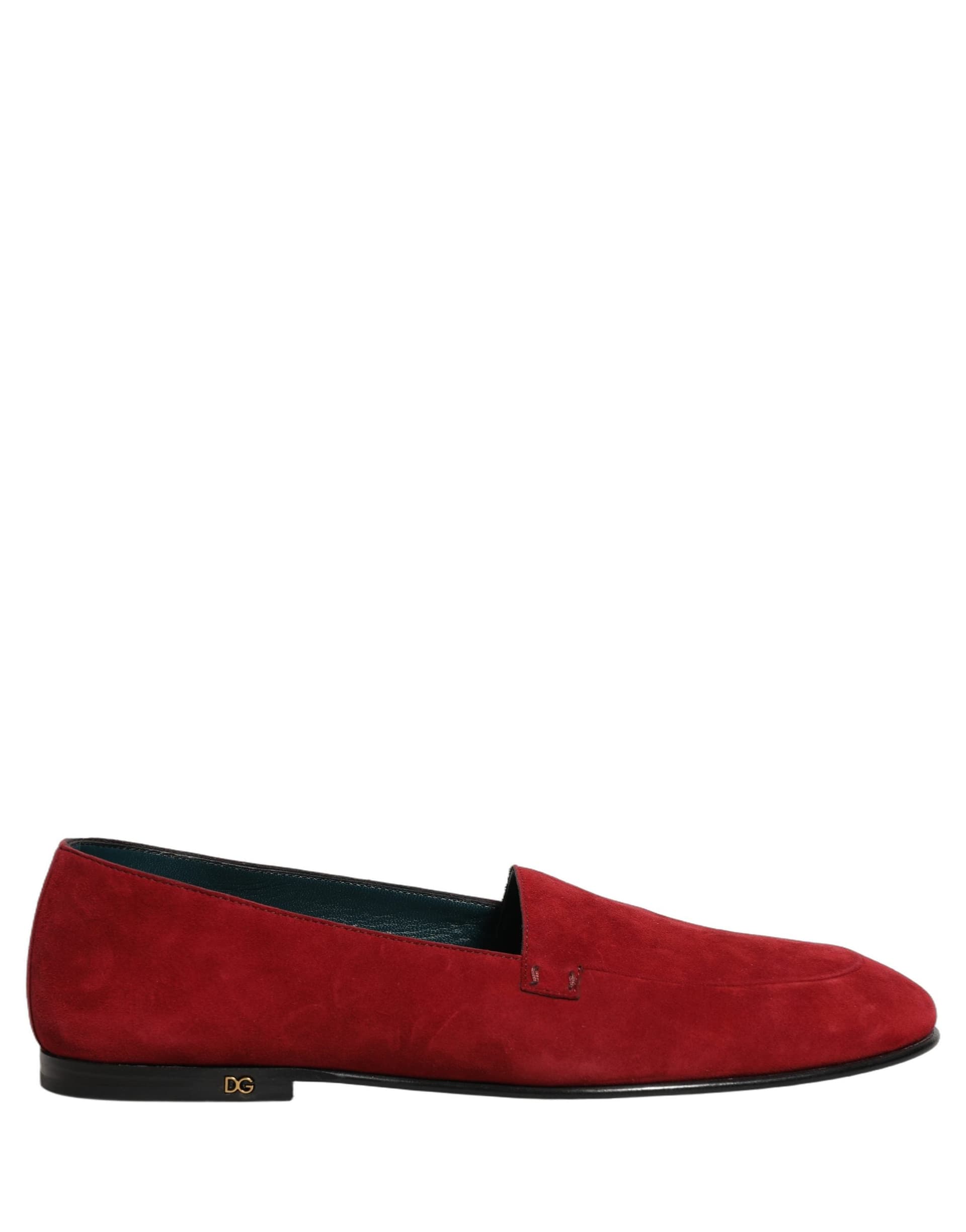 Dolce & Gabbana Red Suede Logo Slip On Flats Loafers Shoes - 3