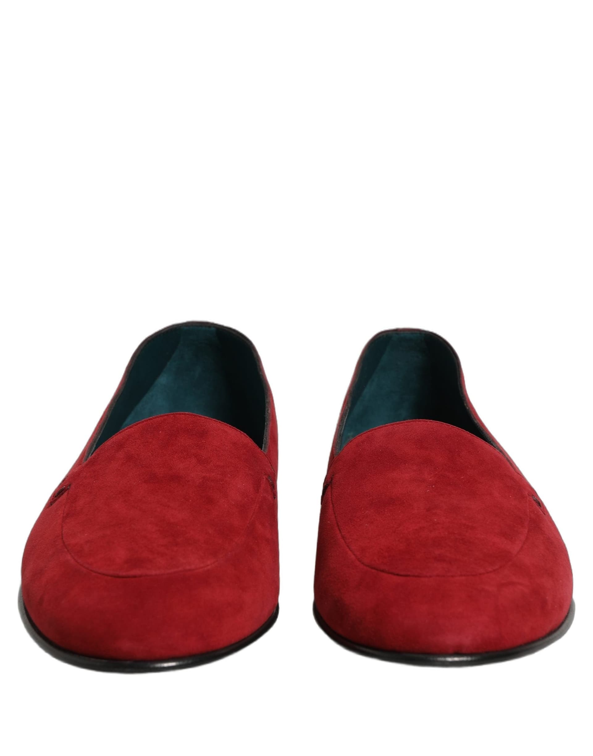 Dolce & Gabbana Red Suede Logo Slip On Flats Loafers Shoes - 6