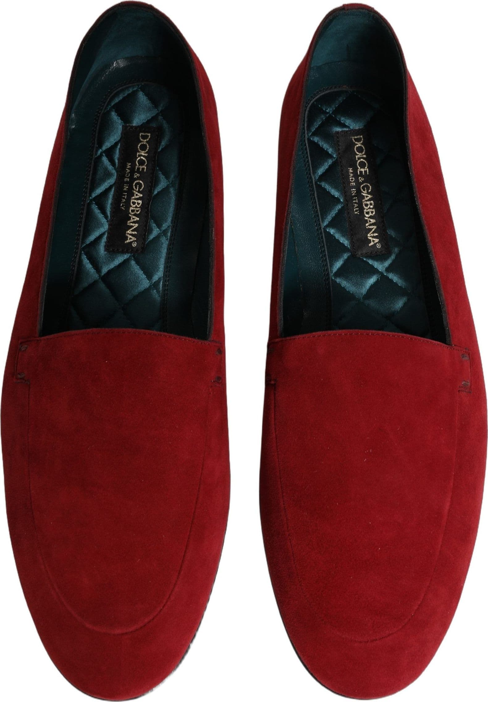 Dolce & Gabbana Red Suede Logo Slip On Flats Loafers Shoes - 7