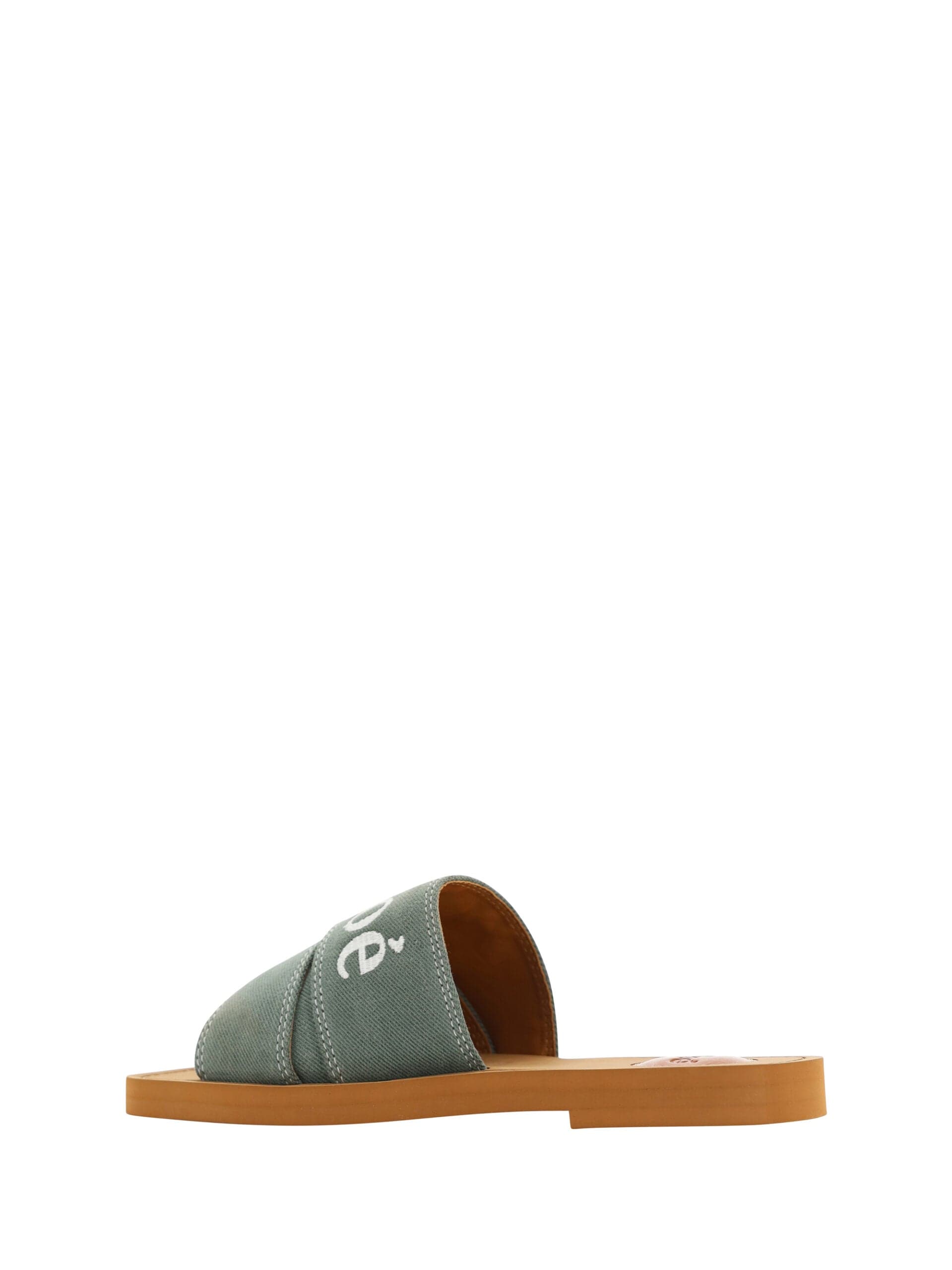 Chloé Forest Green Cotton Slides Woody Sandals - 3