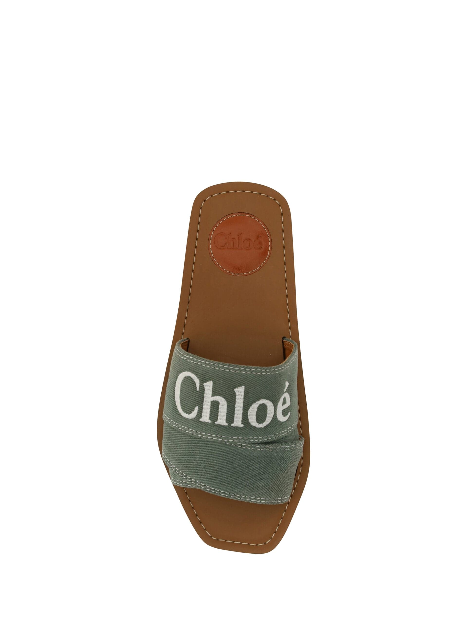Chloé Forest Green Cotton Slides Woody Sandals - 4