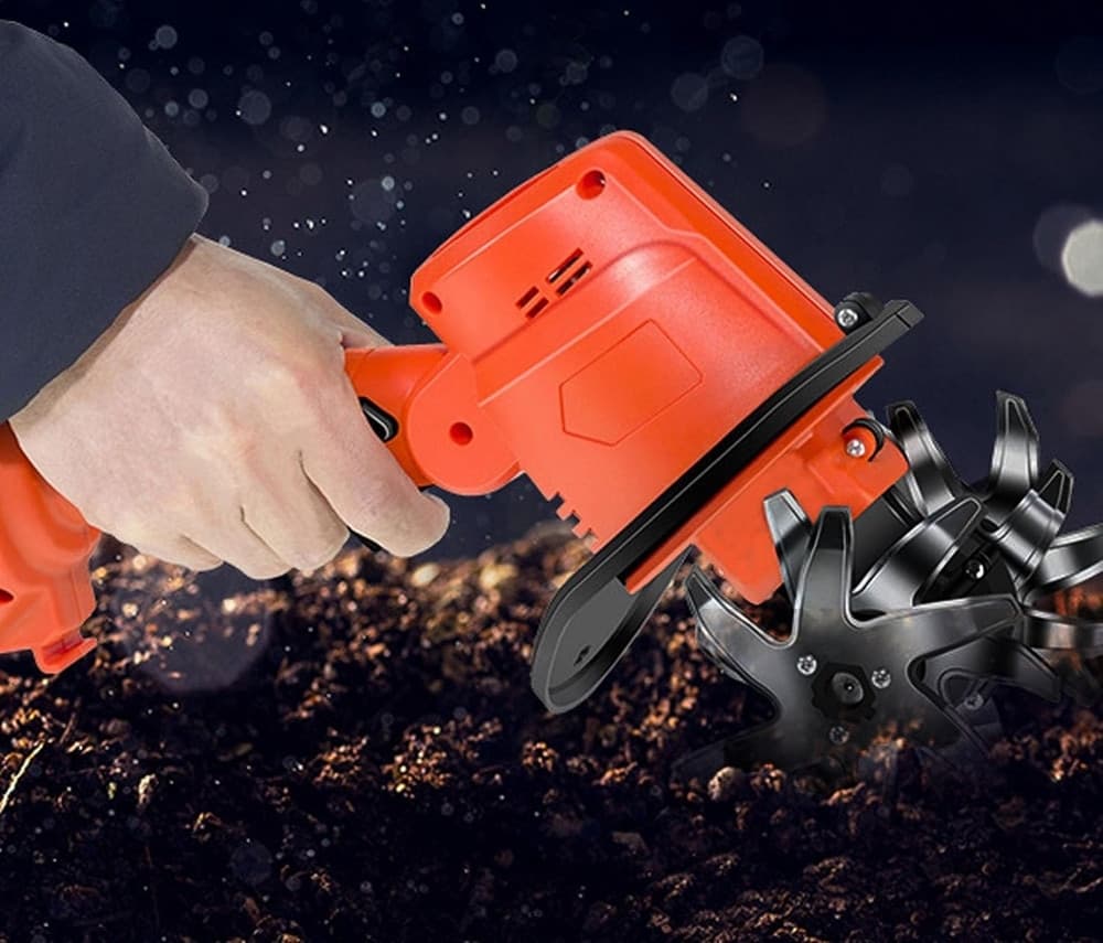 COLTIVATORE ELETTRICO PORTATILE A BATTERIA ALTA POTENZA VELOCITÀ 235RPM MOTOZAPPA GIARDINO - 9