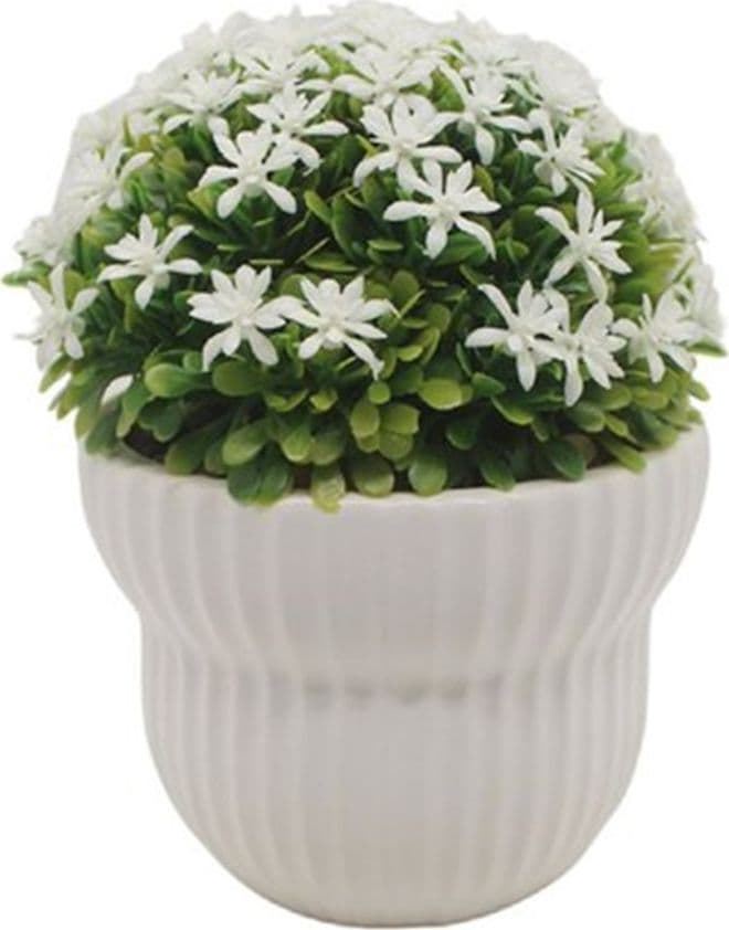 VASETTO IN CERAMICA CON FIORI PIANTINA ARTIFICIALE ASSORTITA 18CM DECORAZIONE CASA 164308 - 3