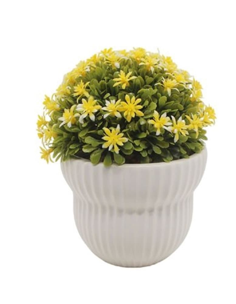 VASETTO IN CERAMICA CON FIORI PIANTINA ARTIFICIALE ASSORTITA 18CM DECORAZIONE CASA 164308 - 4