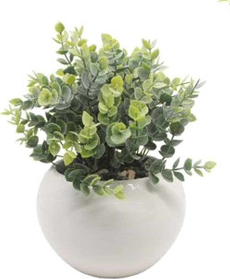 VASETTO IN CERAMICA BIANCO CON PIANTINA ARTIFICIALE ASSORTITA 18CM DECORAZIONE CASA 164315 - 3